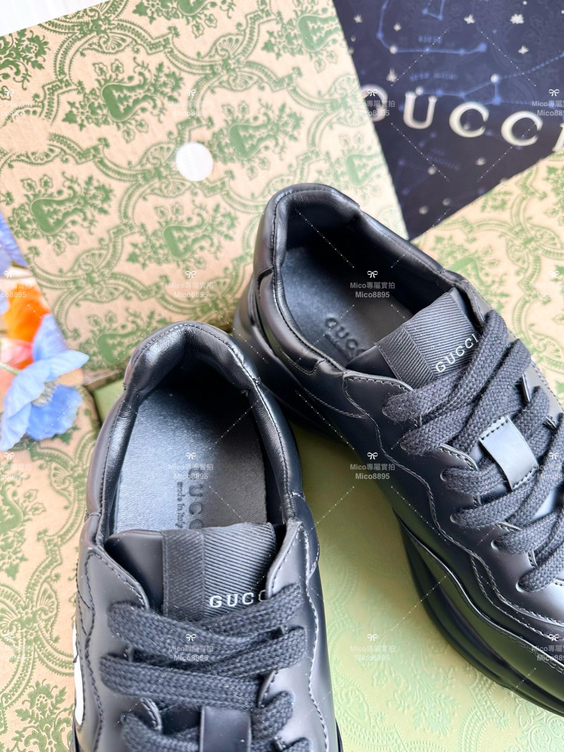 GUCCI Rhyton運動系列 復古老爹鞋 黑底 休閒鞋 情侶款/男鞋/女鞋/SIZE：女款35-40 男款39-45  