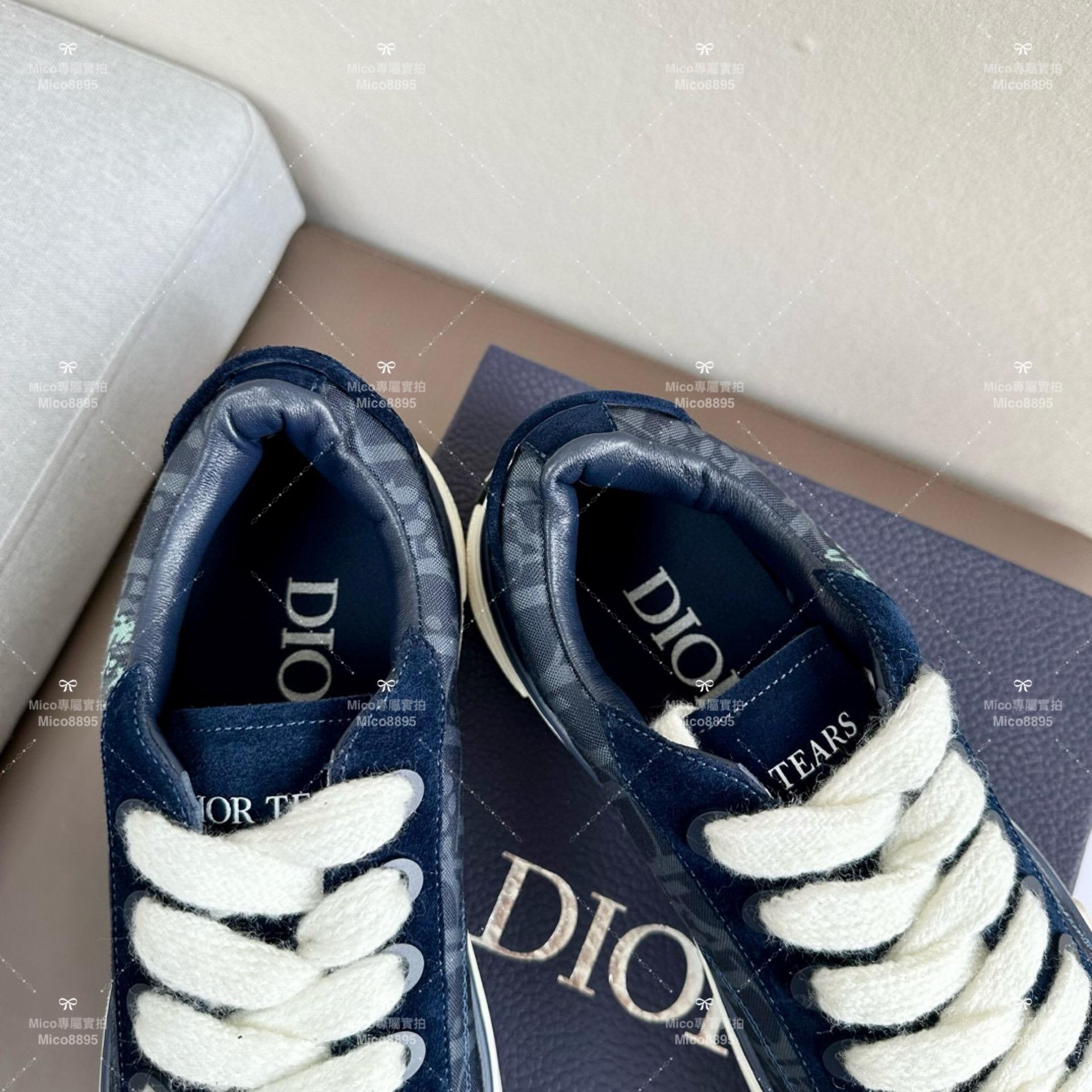 DIOR 藍色絨面X深藍老花Oblique Denim Tears聯名合作款 B33系列 情侶款/男鞋/女鞋/SIZE：女款35-40 男款39-45  