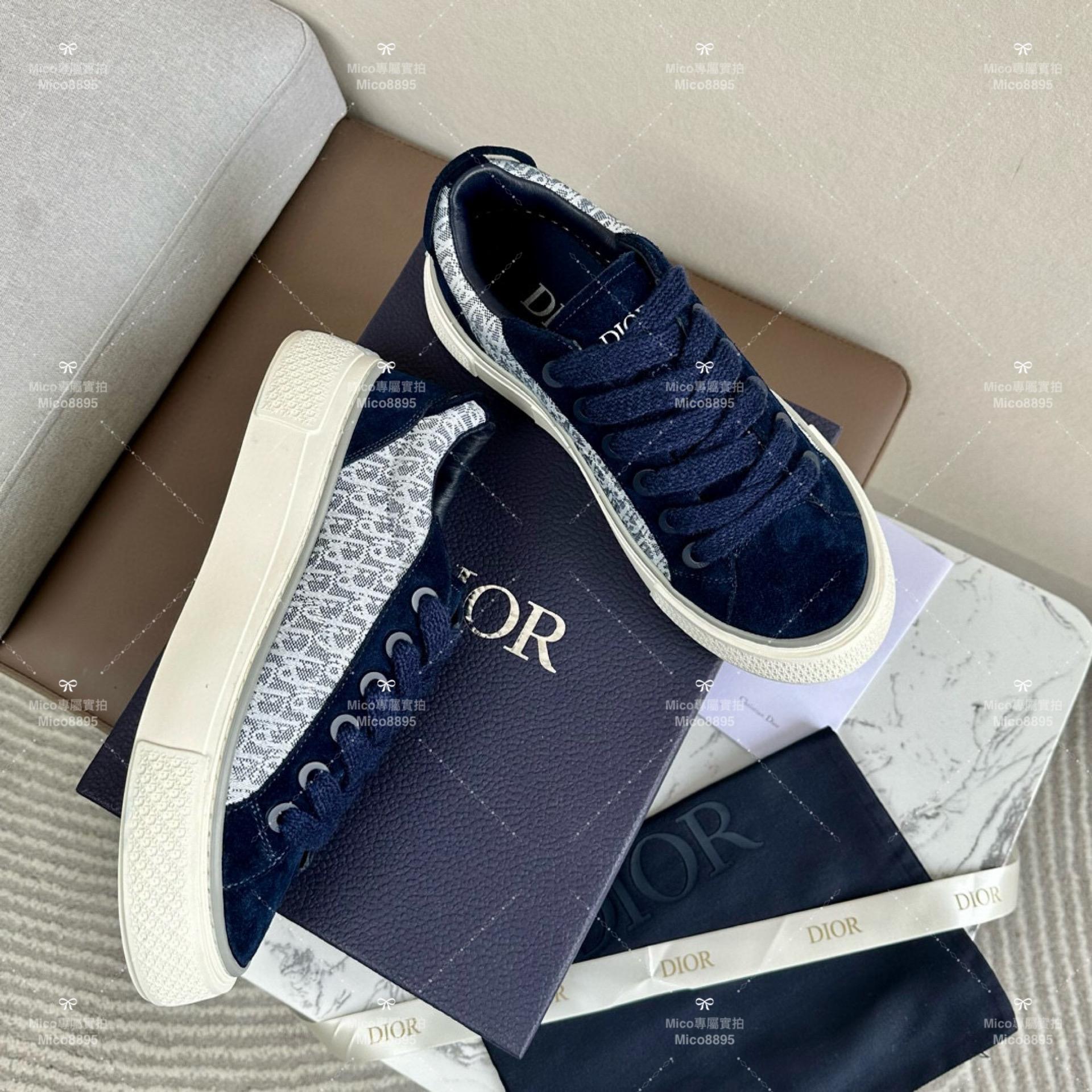 DIOR 藍色絨面 Denim Tears聯名合作款 B33系列 情侶款/男鞋/女鞋/SIZE：女款35-40 男款39-45  