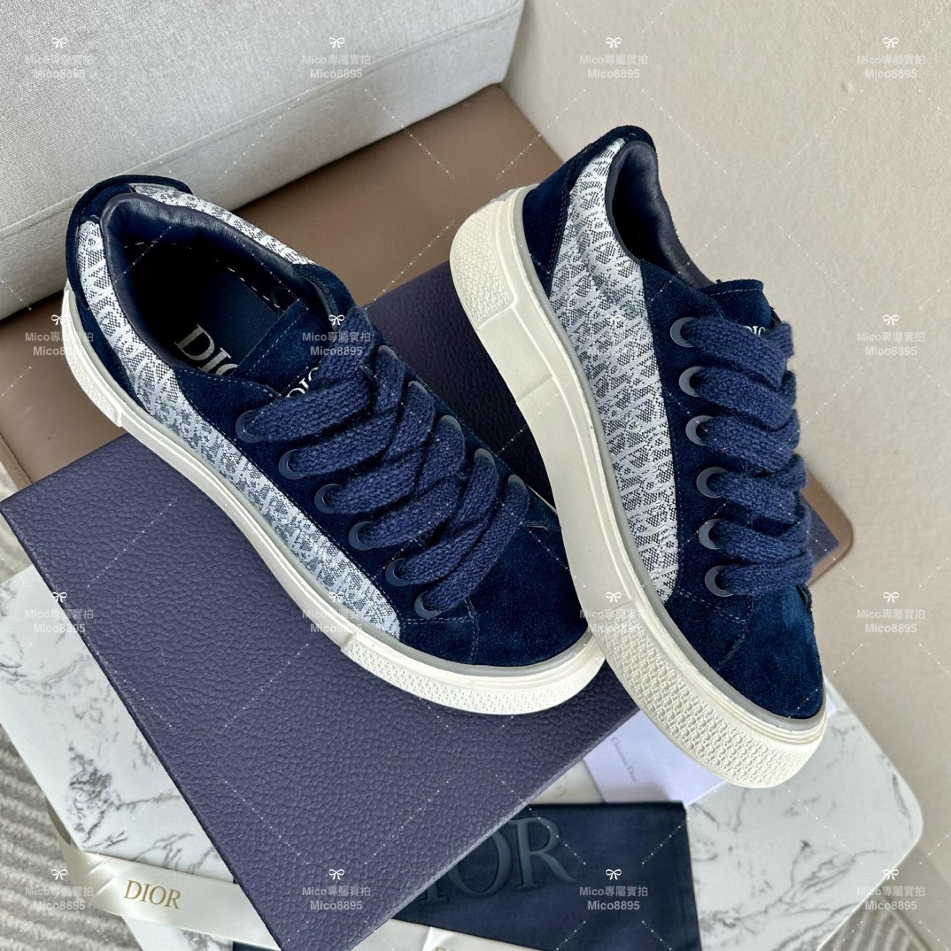 DIOR 藍色絨面 Denim Tears聯名合作款 B33系列 情侶款/男鞋/女鞋/SIZE：女款35-40 男款39-45  