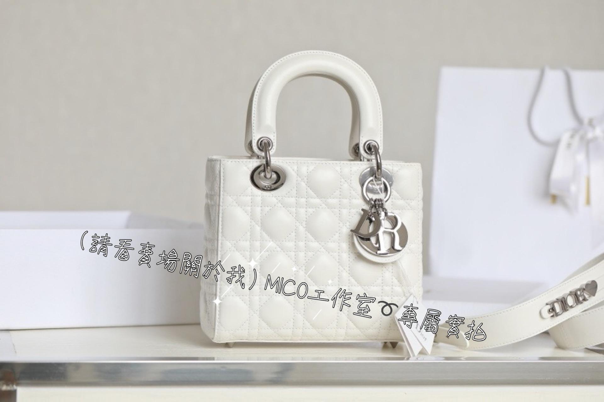 DIOR LadyDior 四格黛妃包 MY ABC DIOR  白色槍釦/小羊皮/20cm