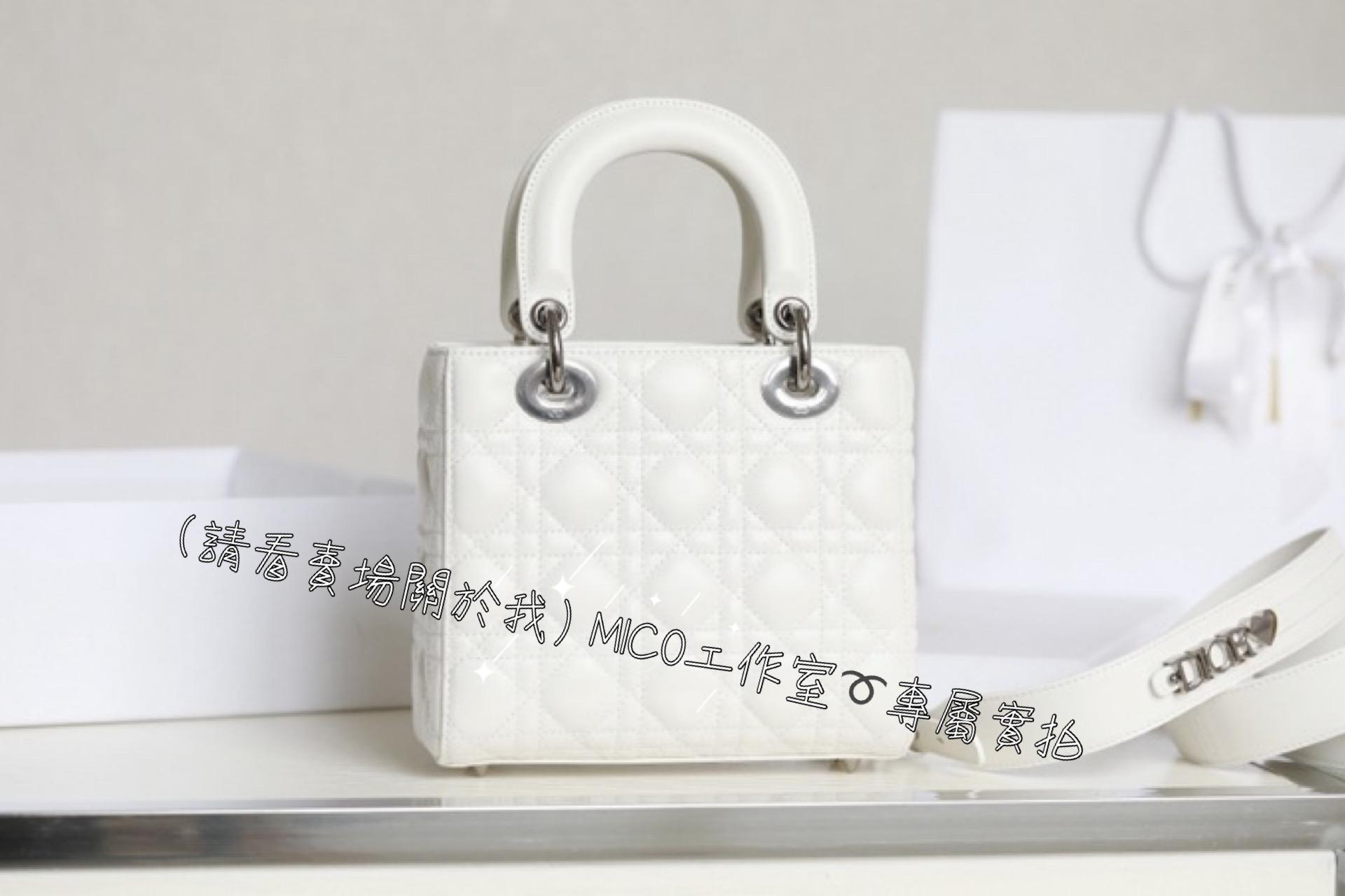 DIOR LadyDior 四格黛妃包 MY ABC DIOR  白色槍釦/小羊皮/20cm