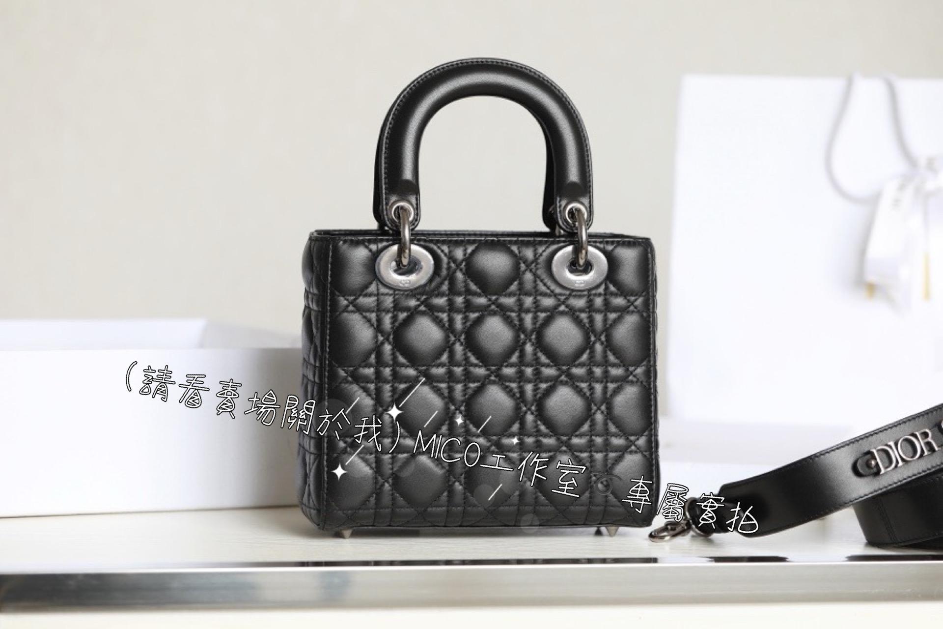 DIOR LadyDior 四格黛妃包 MY ABC DIOR  黑色槍釦/小羊皮/20cm