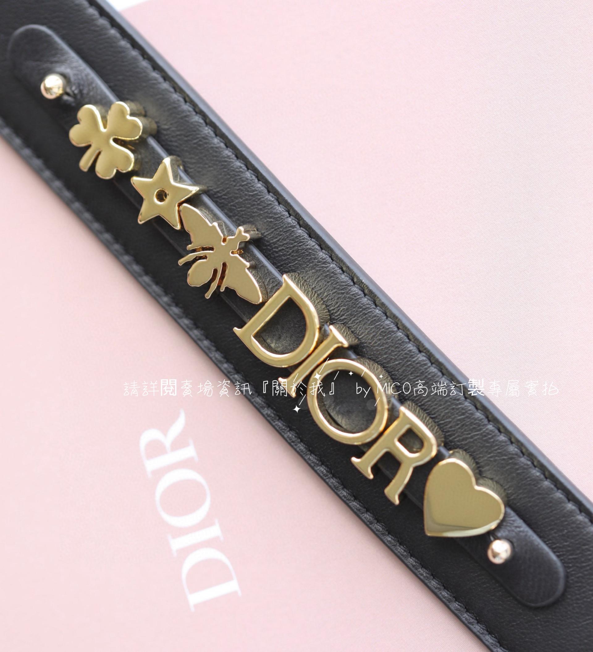 DIOR LadyDior 黑色羊皮/金釦 四格黛妃包 20cm