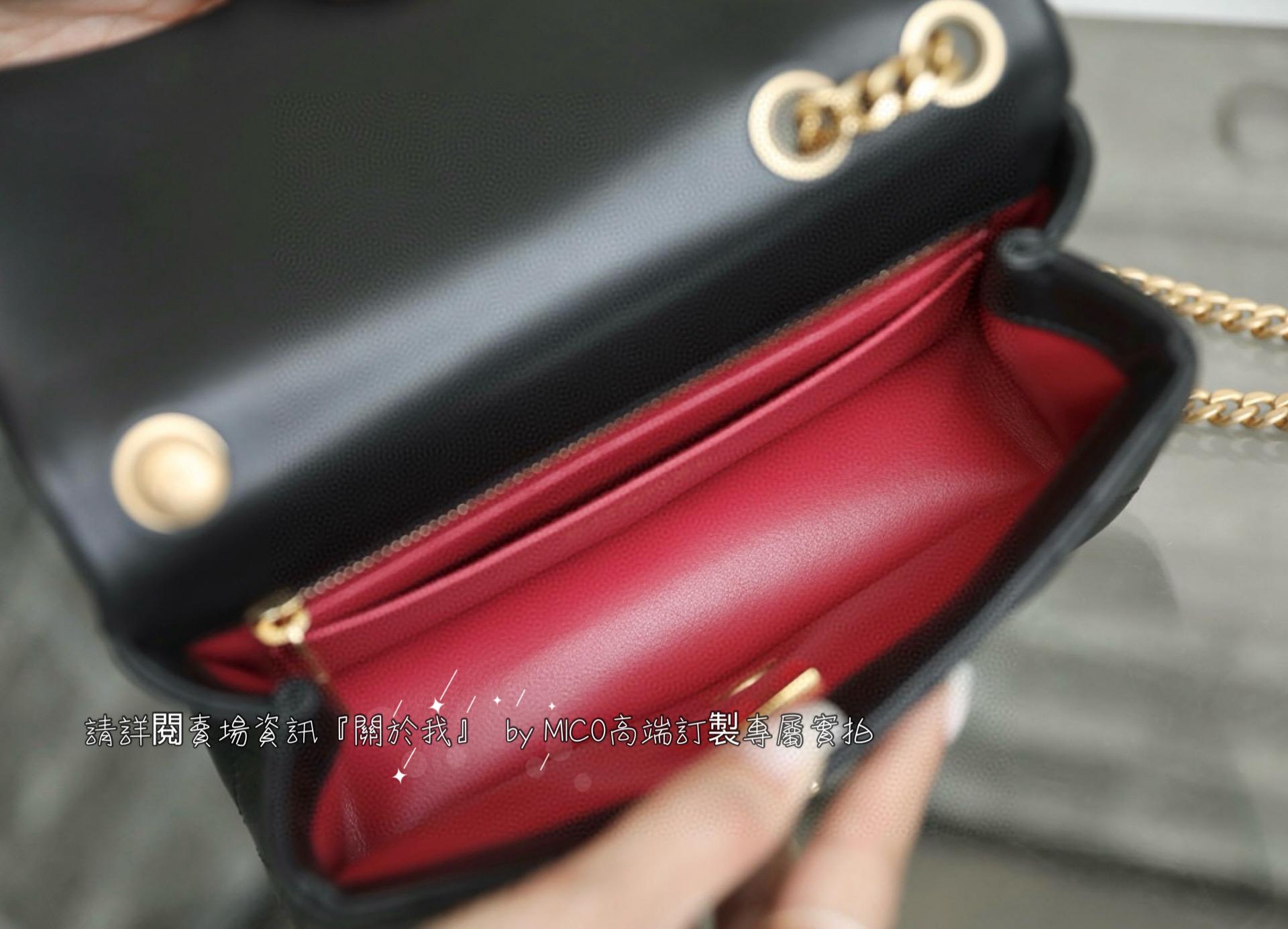 Chanel 23s 春夏系列 山茶花調節釦 大𝗆𝗂𝗇𝗂CF 黑色/小羊皮口蓋包 20cm