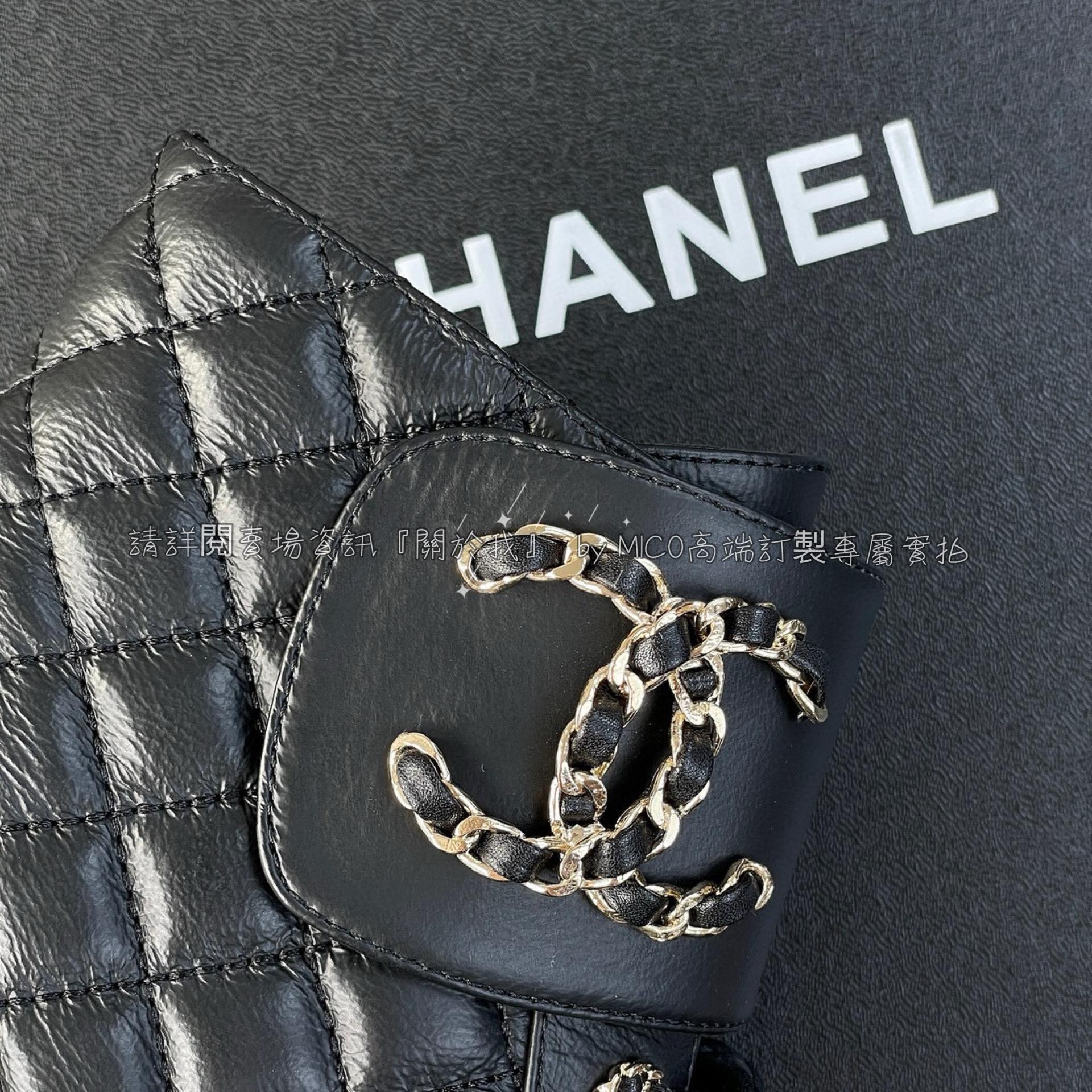 Chanel 經典菱格紋機車靴/短靴/ 啞光黑色 SIZE 35-39(可訂製40）