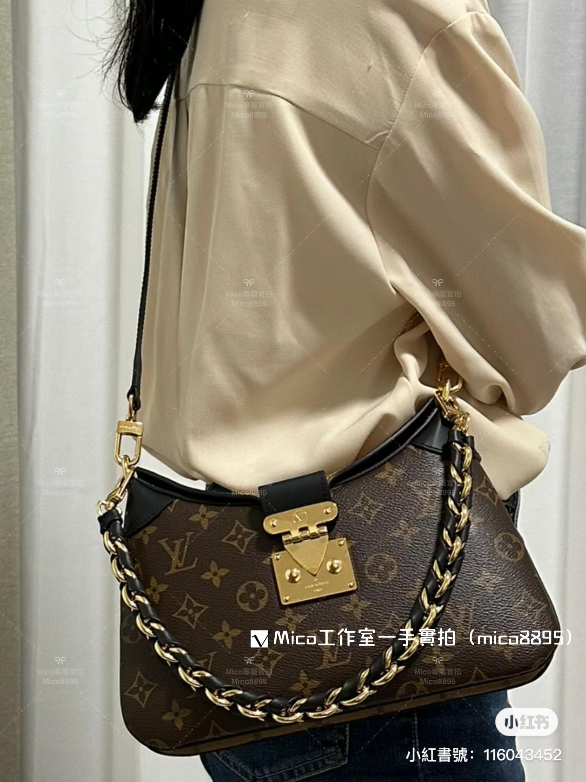 LV Twinny 老花牛角包 M46659 經典S-lock 鎖扣與編織鏈帶手柄 29cm