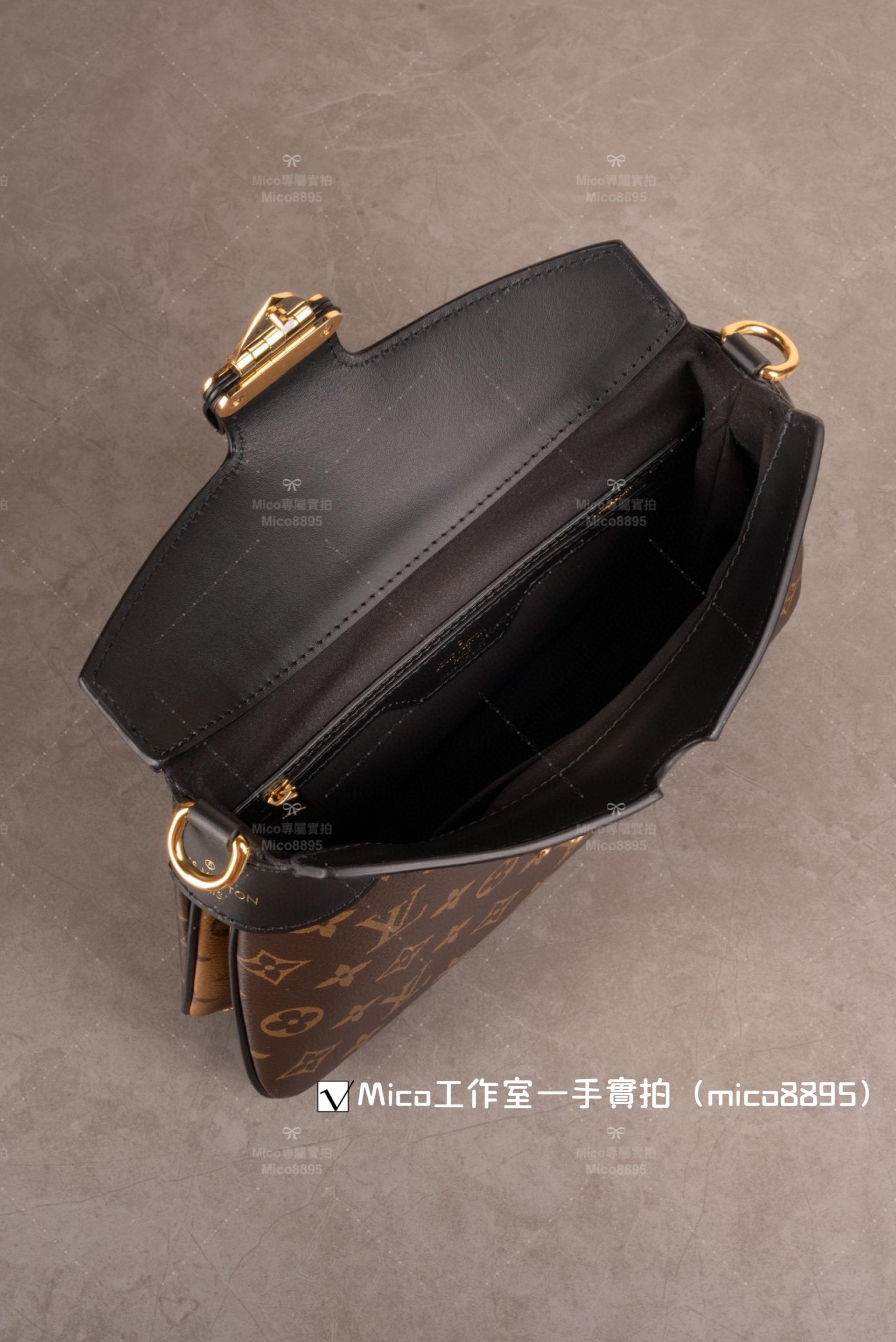 LV Twinny 老花牛角包 M46659 經典S-lock 鎖扣與編織鏈帶手柄 29cm