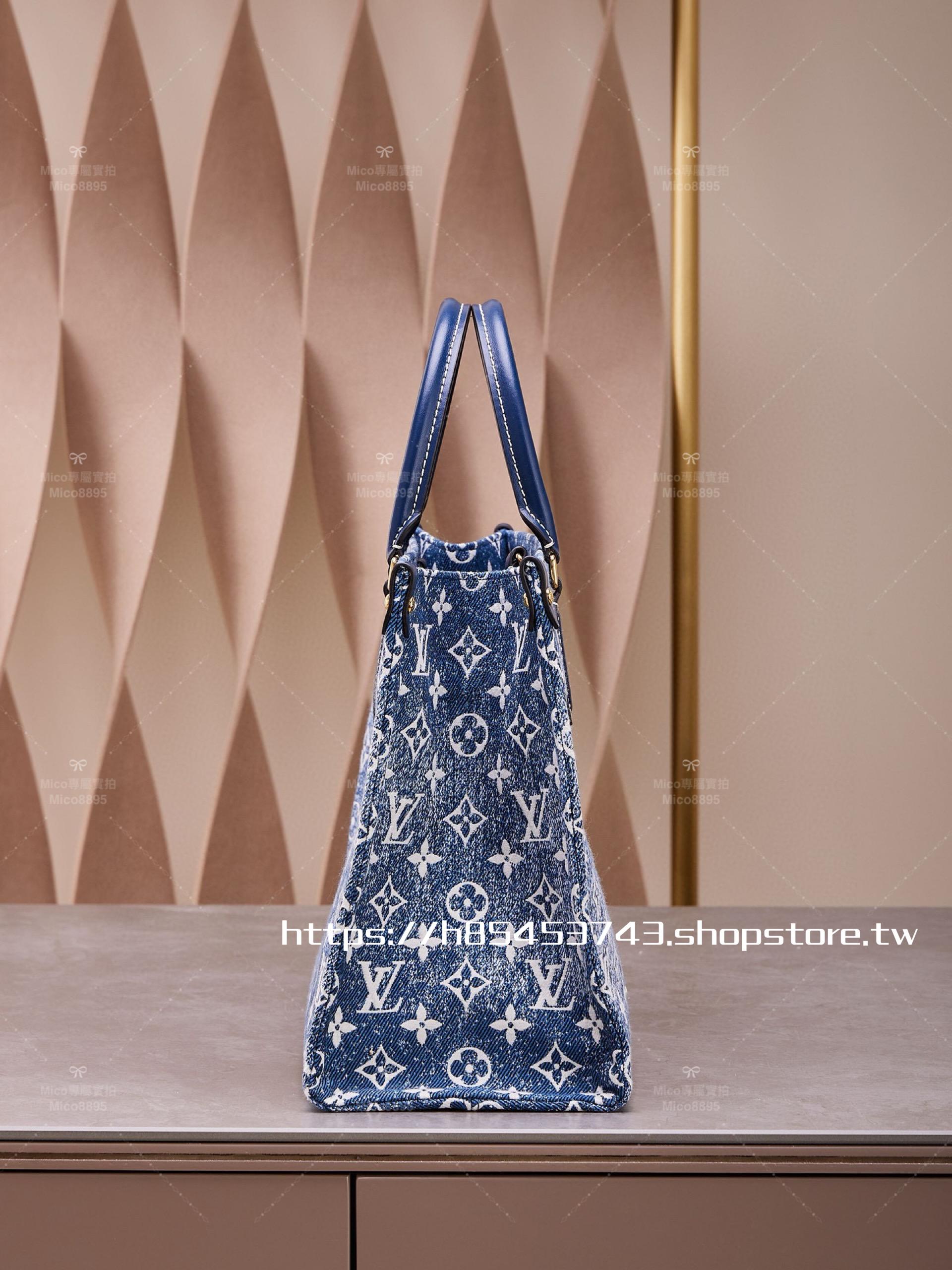 LV 中國限定款 M59608 單寧牛仔 OnTheGO 托特包 31CM