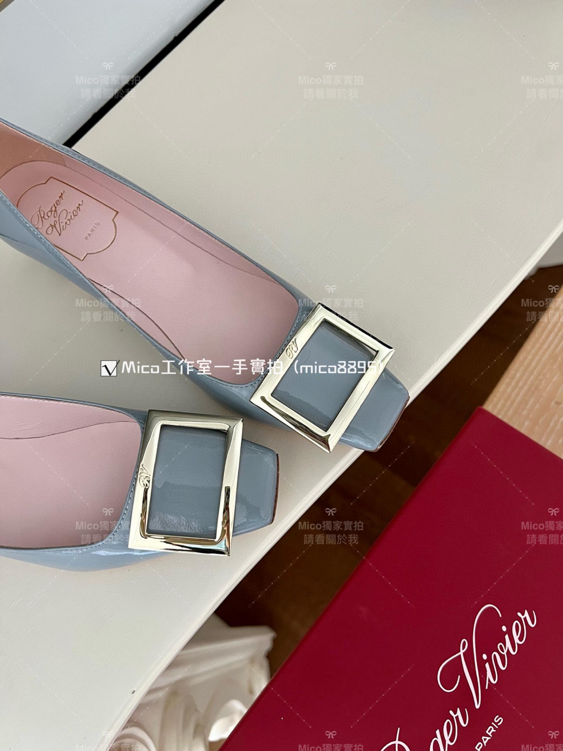 Roger vivier 煙灰色/經典款中跟 喇叭跟 漆皮高跟鞋 跟高4.5cm 碼數35-39