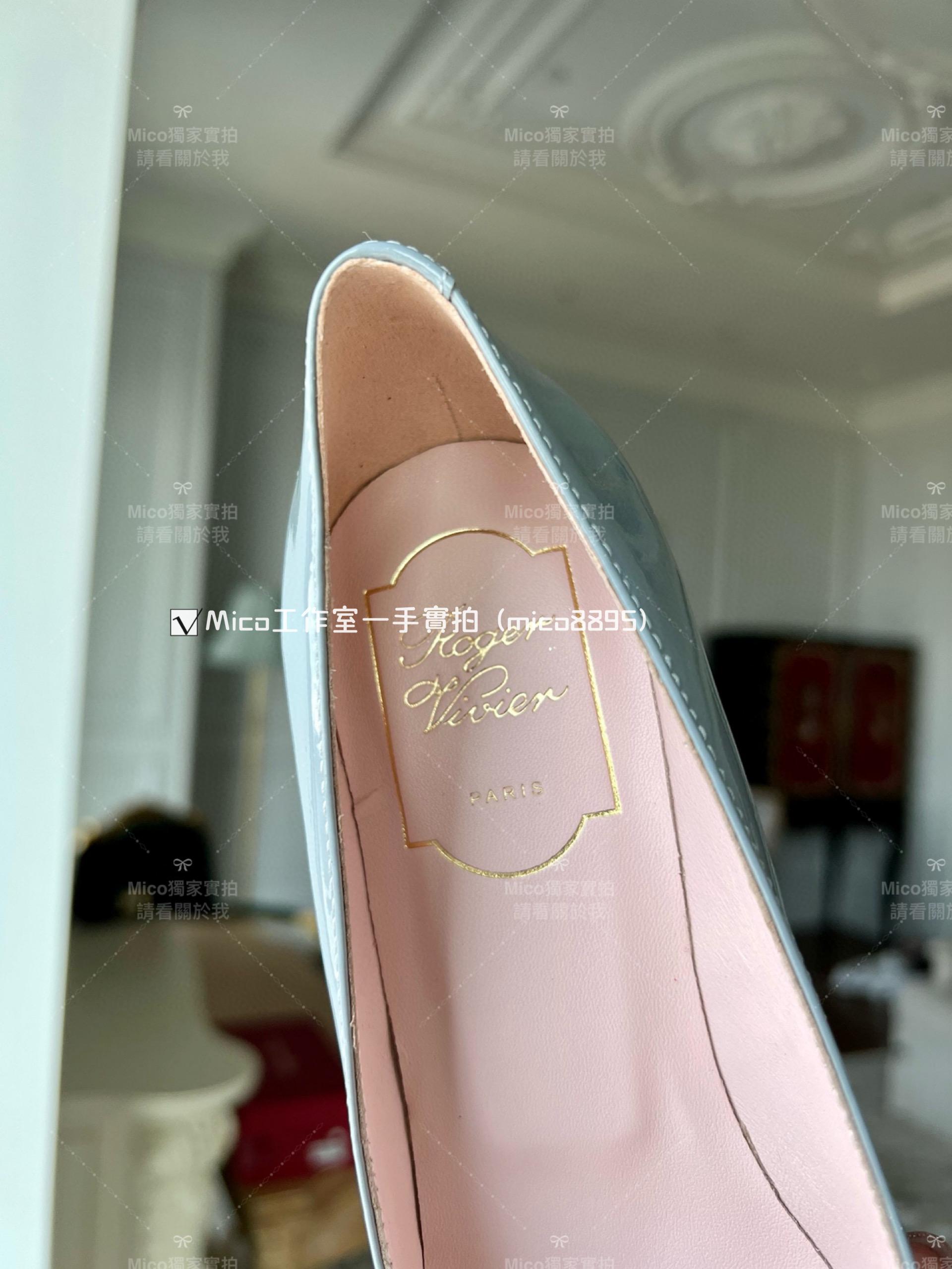 Roger vivier 煙灰色/經典款中跟 喇叭跟 漆皮高跟鞋 跟高4.5cm 碼數35-39