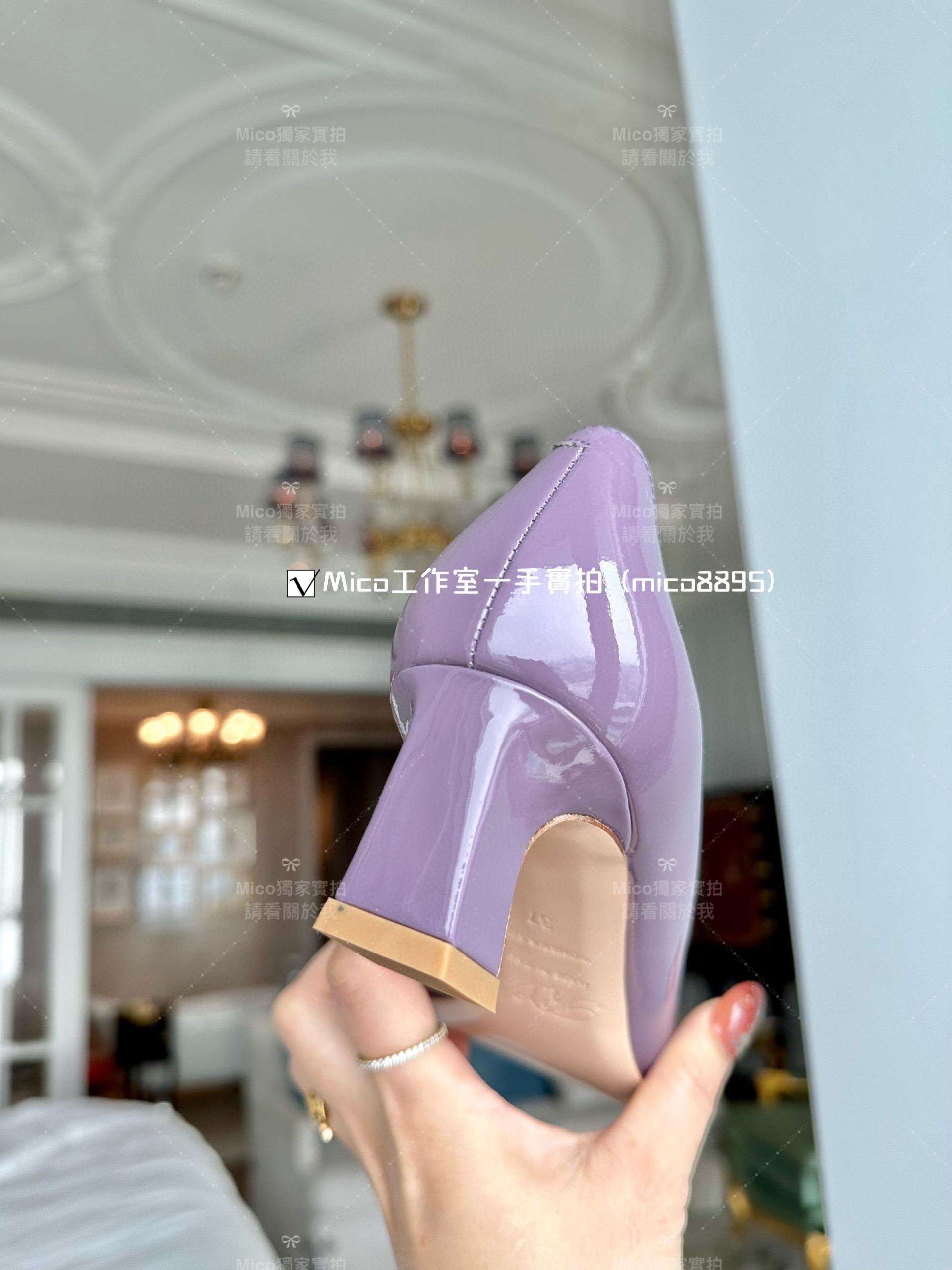 Roger vivier ✨夢幻鳶尾紫/經典款中跟 喇叭跟 漆皮高跟鞋 跟高4.5cm 碼數35-39