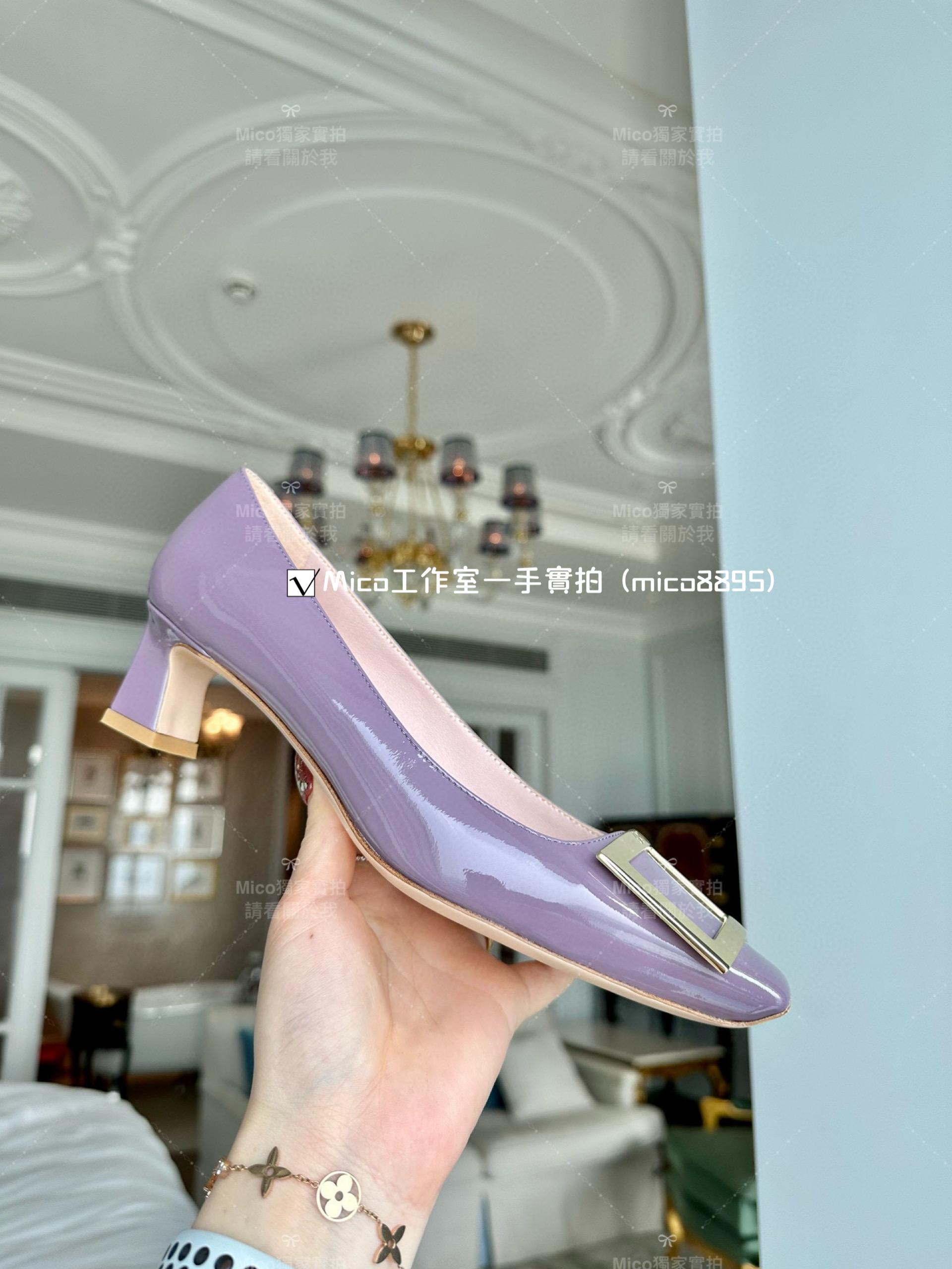 Roger vivier ✨夢幻鳶尾紫/經典款中跟 喇叭跟 漆皮高跟鞋 跟高4.5cm 碼數35-39