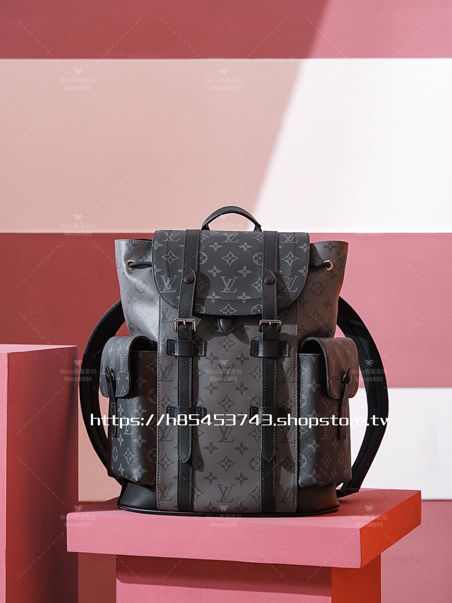 LV 小號 Christopher 黑灰拼老花 雙肩包 背包 旅行包 M46331 尺寸:32*39*12cm  