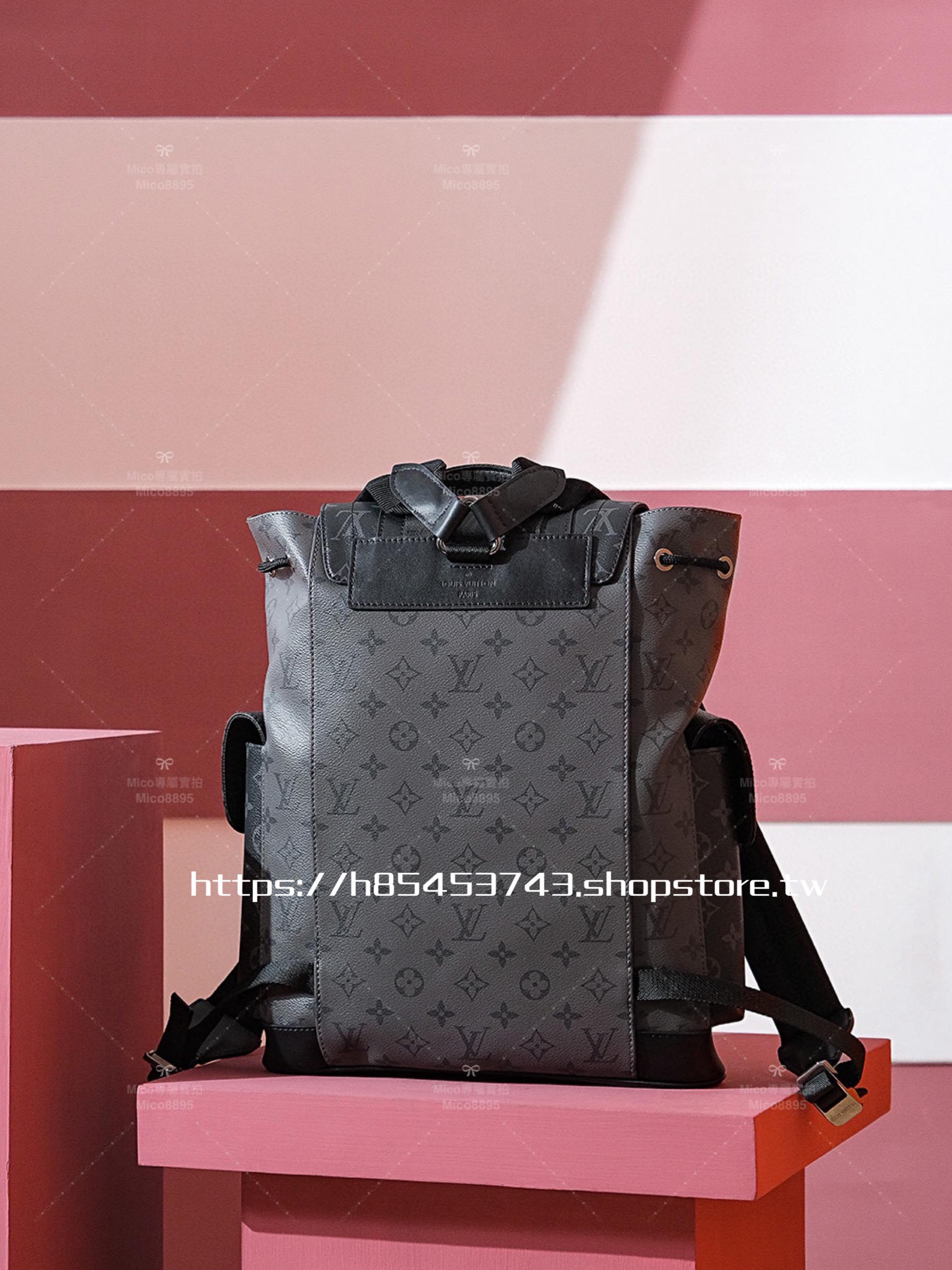 LV 小號 Christopher 黑灰拼老花 雙肩包 背包 旅行包 M46331 尺寸:32*39*12cm  