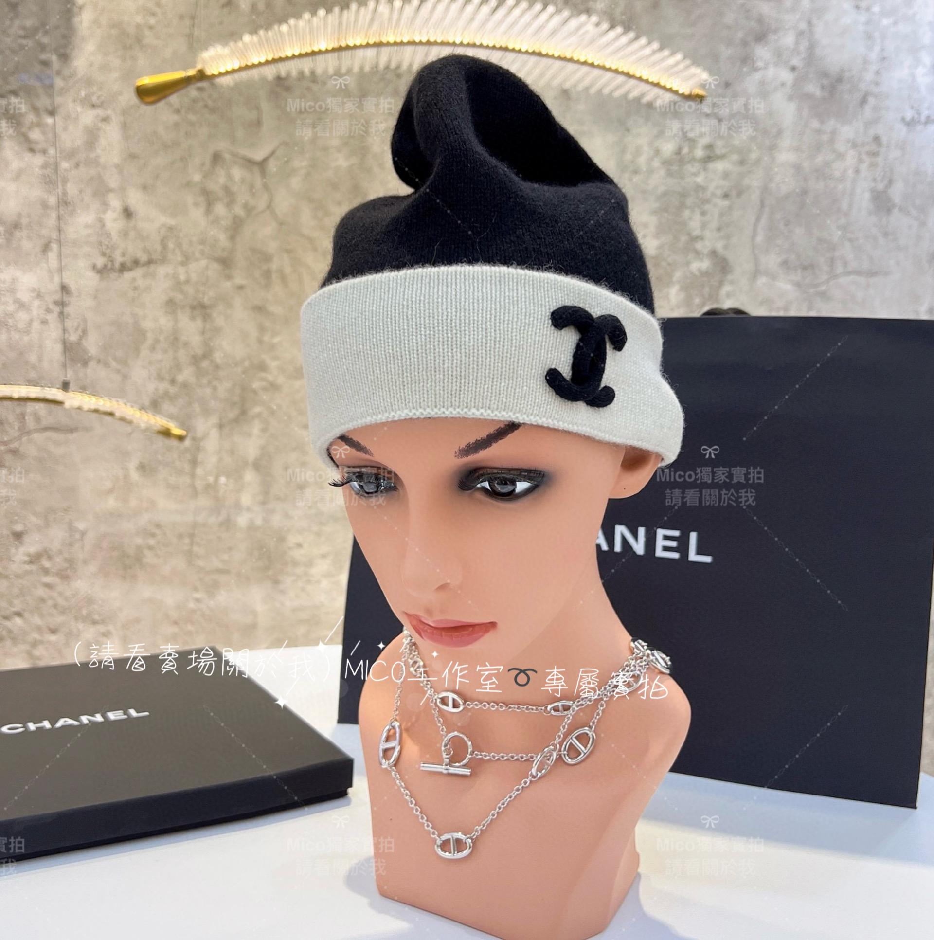 Chanel 22A季節款 黑色山羊絨毛帽 均碼