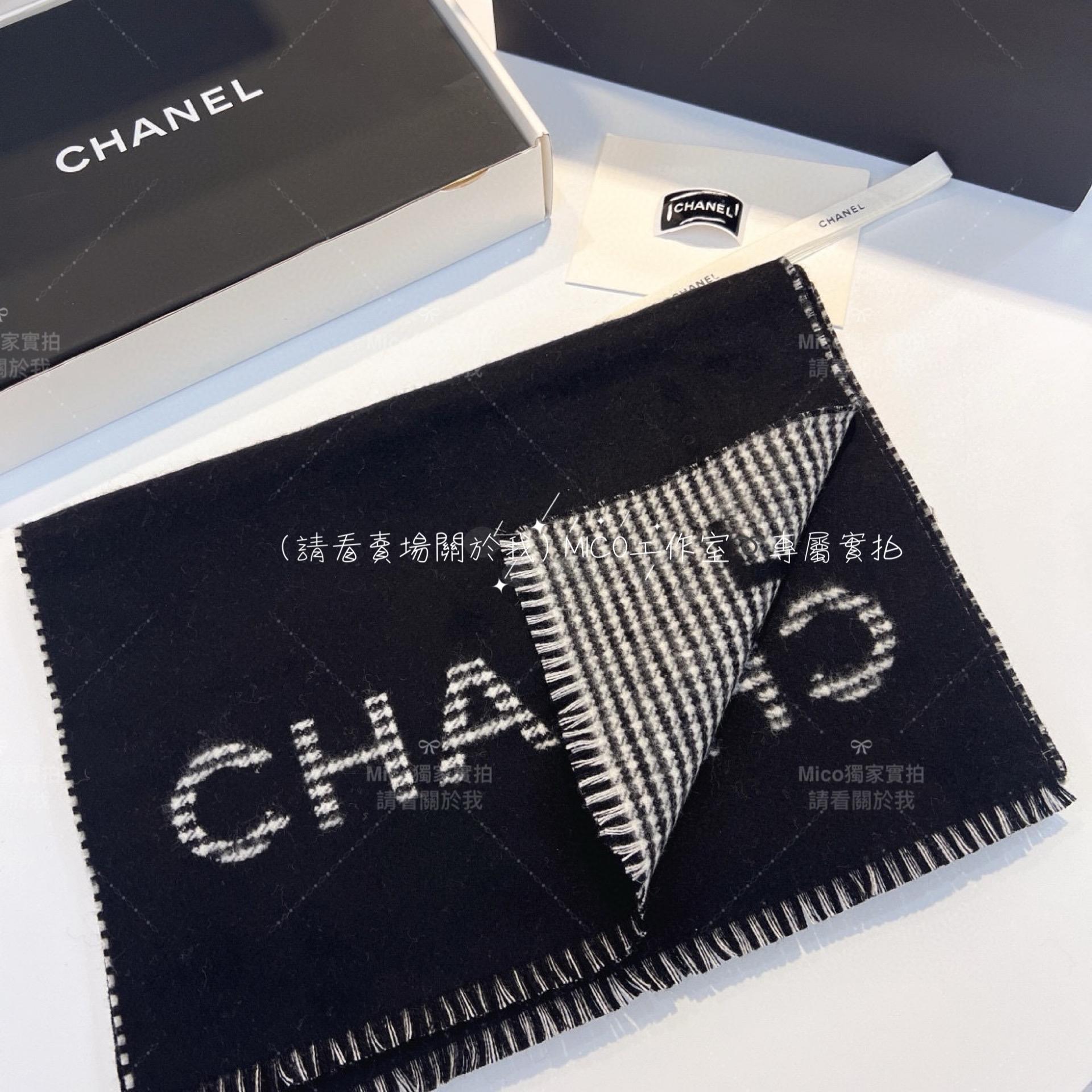 Chanel 高訂版 《 23B 千鳥格圍巾》 Size：185×42cm