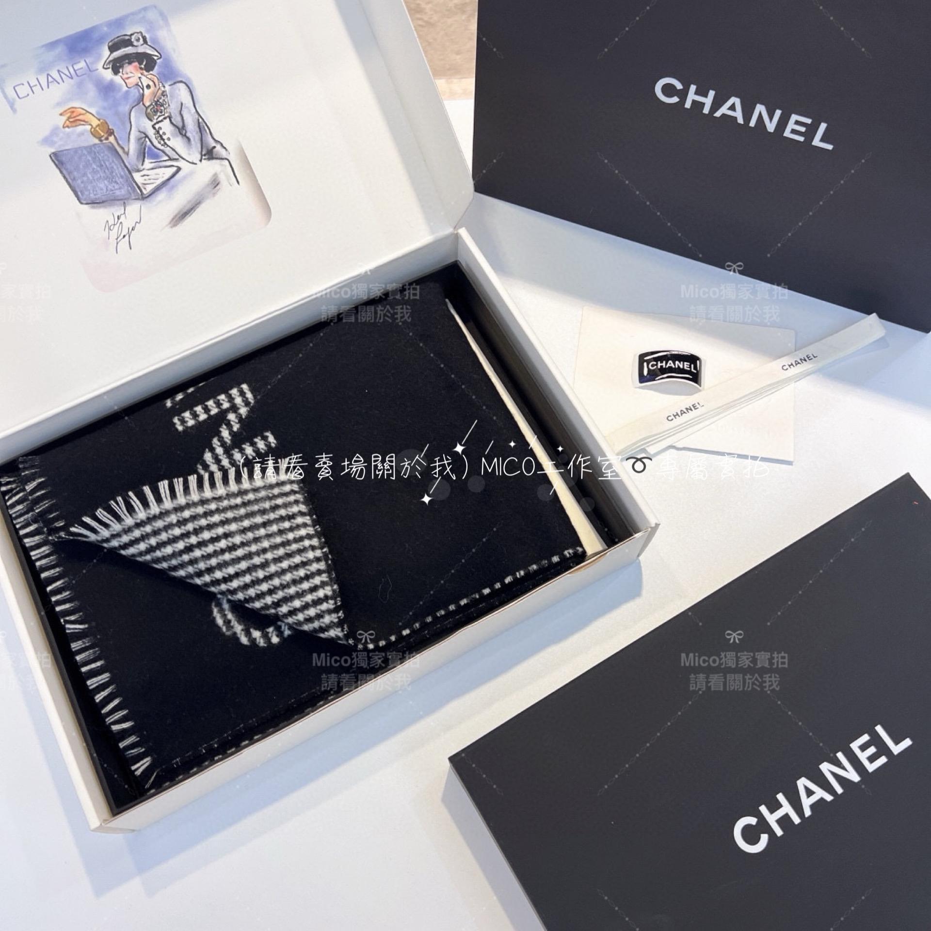 Chanel 高訂版 《 23B 千鳥格圍巾》 Size：185×42cm