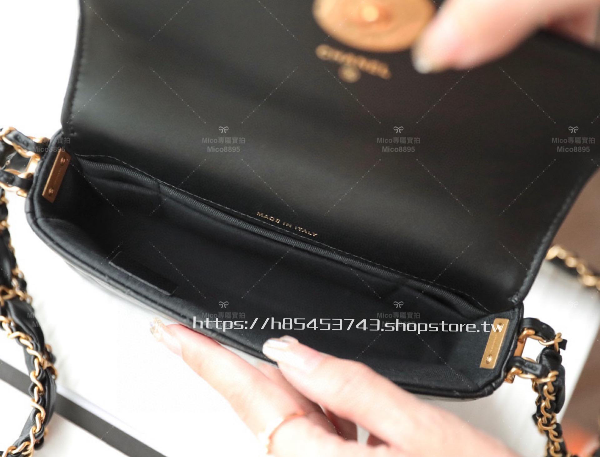 CHANEL 23K秋冬 19Bag系列  斜跨手機包 小牛皮 11*18cm