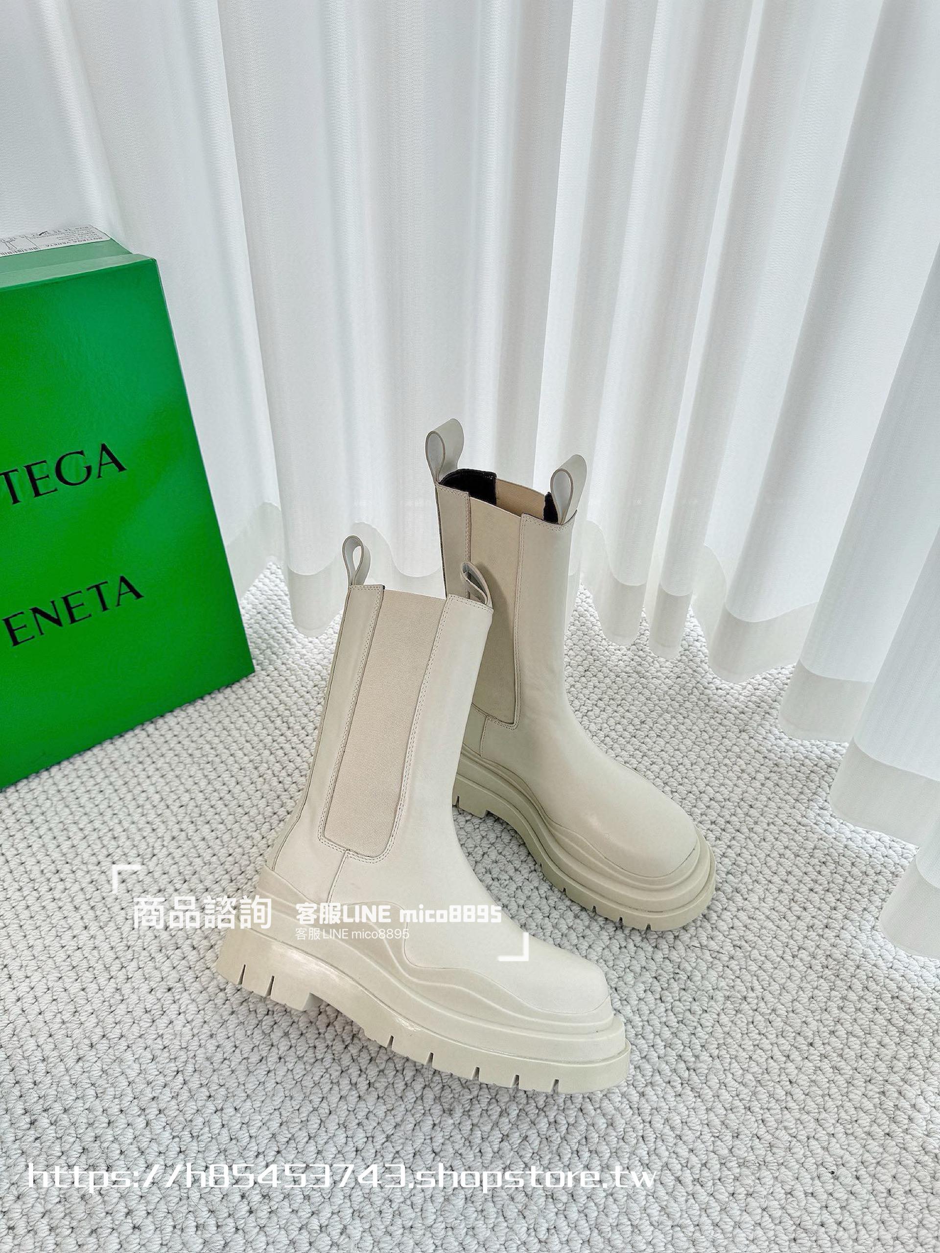 Bottega Venetian 經典系列 純白款厚底中筒靴  35-40