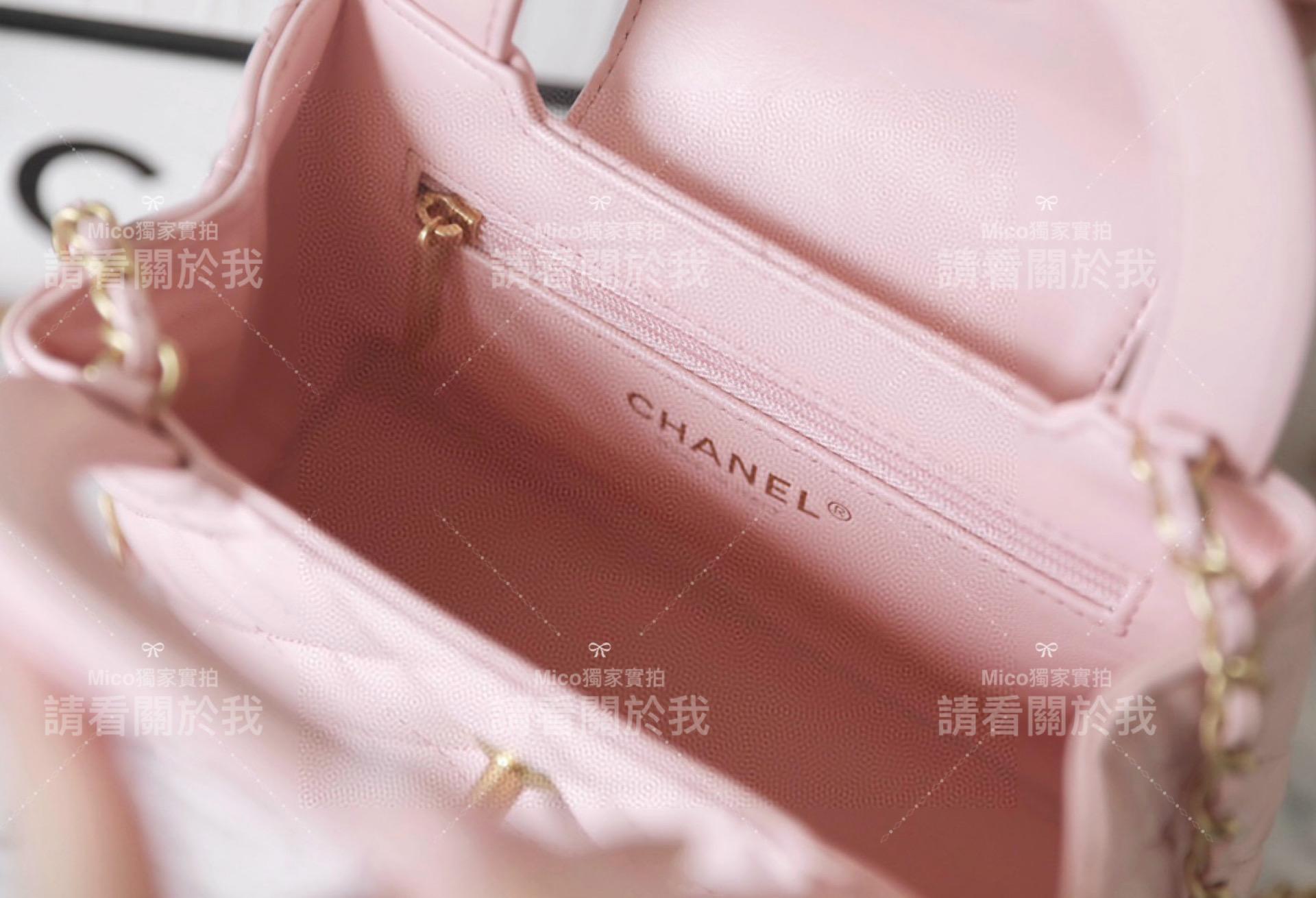 Mico高訂｜Chanel 23k系列💗 Kelly 手提鏈條包大號 淡粉色/小牛皮/19cm