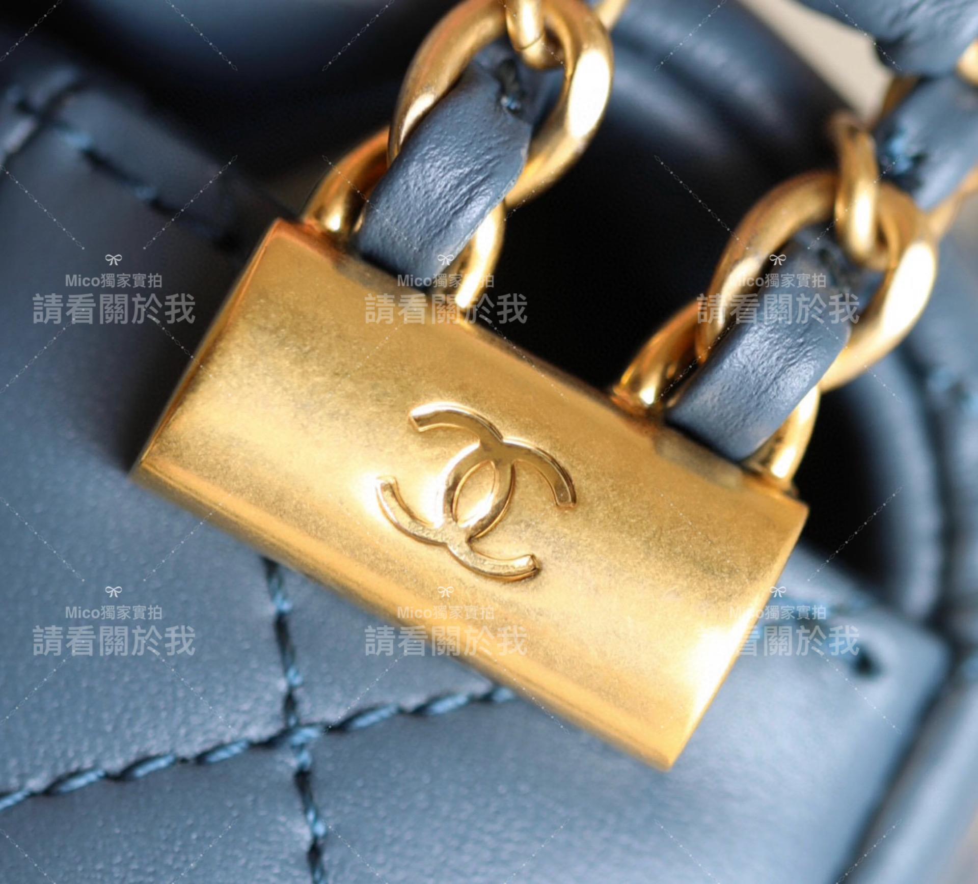 Mico高訂｜CHANEL 𝟤𝟥/𝟤𝟦秋冬限定 牛仔藍 19Bag系列 豆腐口蓋包 小牛皮 鏈條豆腐包 20*15cm