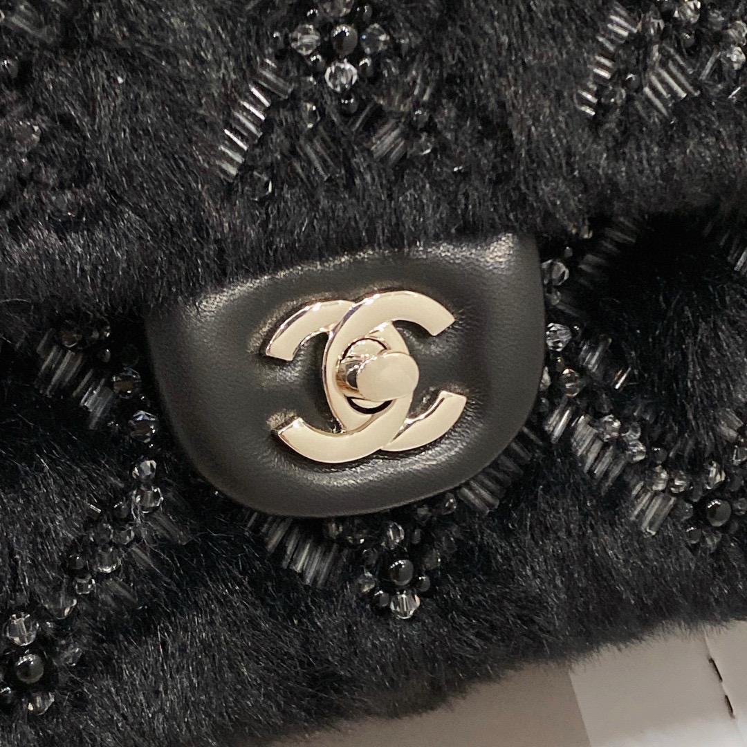 Mico高訂｜CHANEL 收藏級別 黑色/銀釦 22SS純手工製作 秋冬款毛呢CF口蓋包 25cm