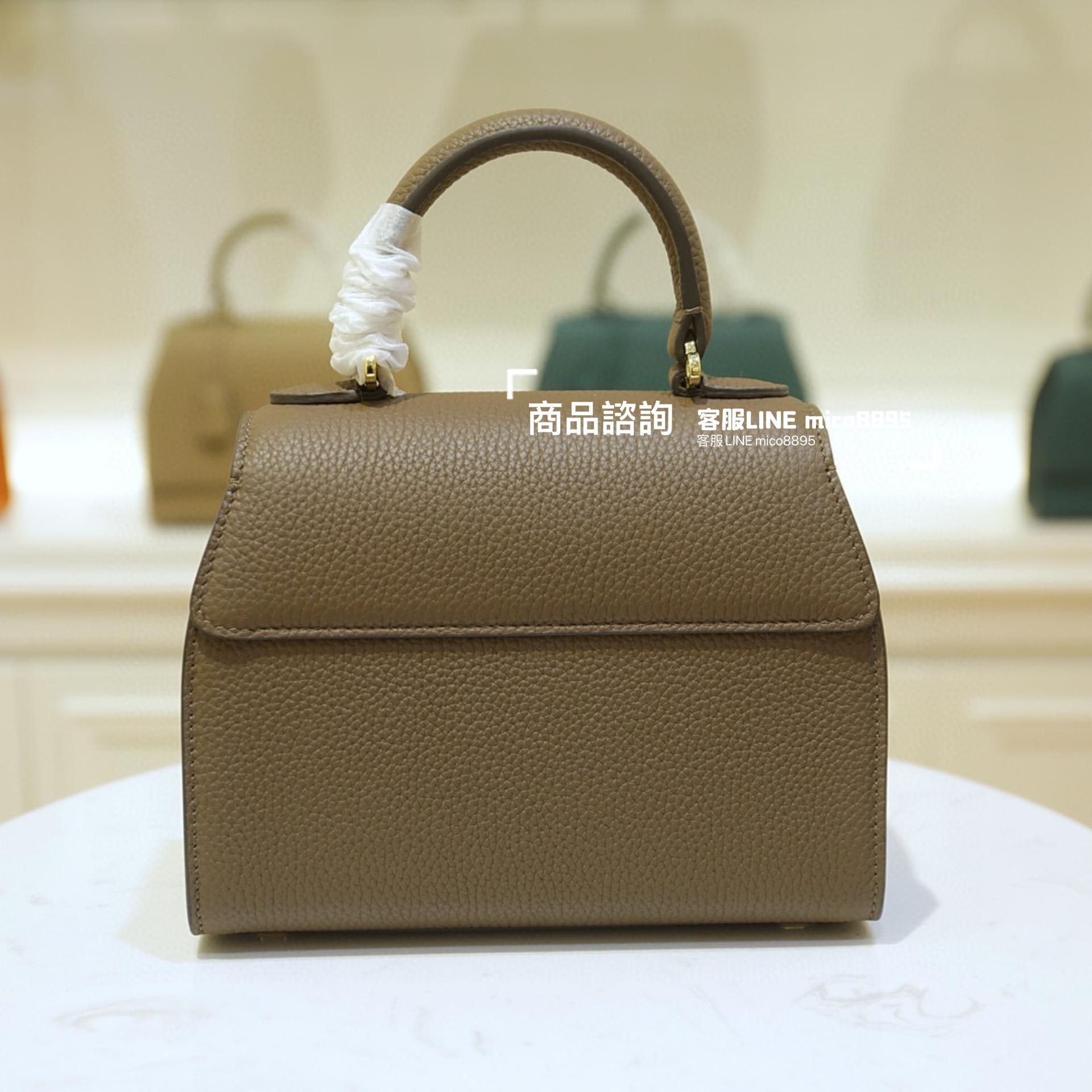 Moynat 法國摩納 經典 Rejane手袋 大象灰/金釦 20cm 可自行搭配寬肩帶別有一番風格