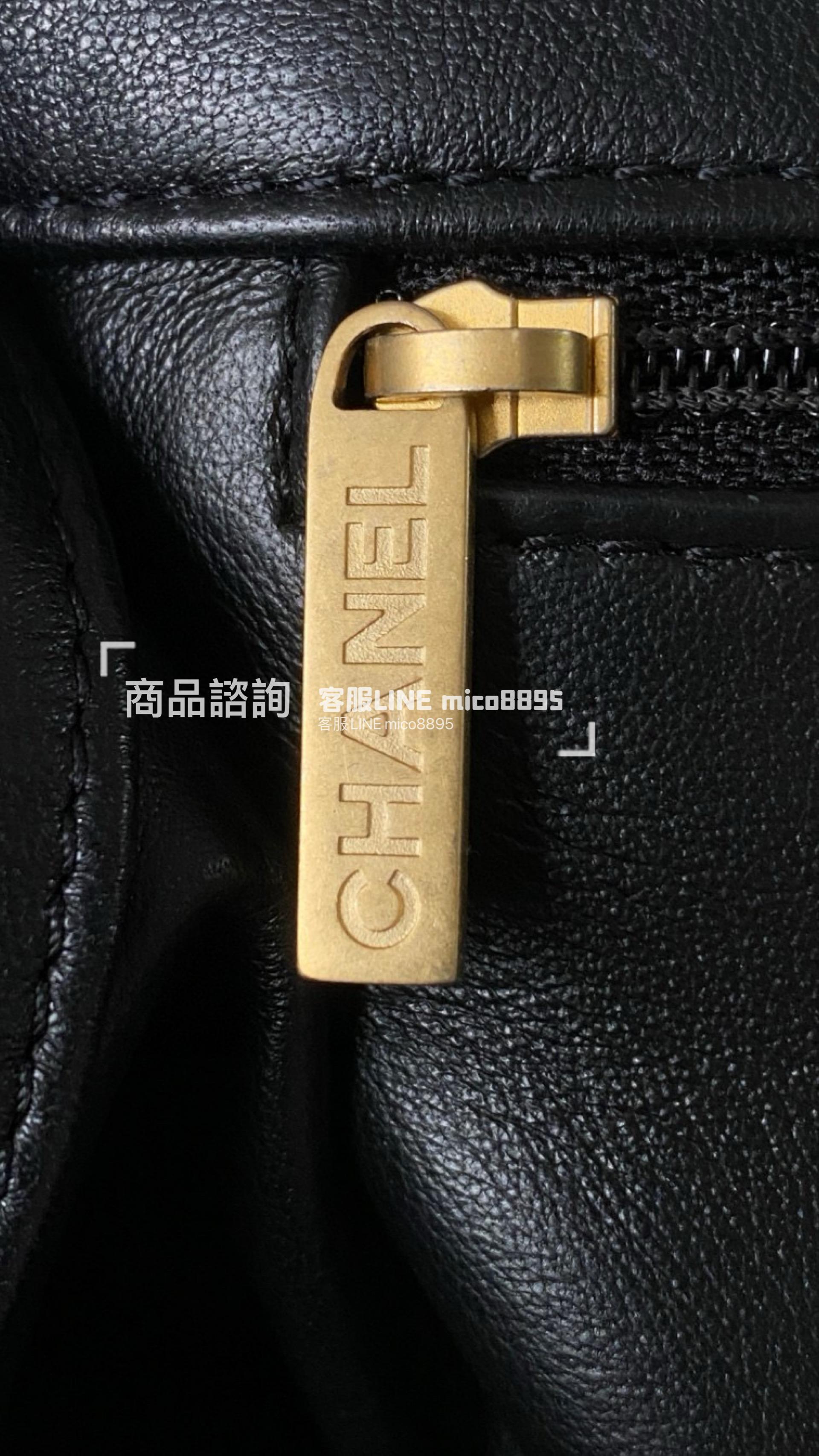 CHANEL 23p 字母鏈條CF口蓋包 小號 23cm 黑色/羊皮 復古風格 vintage