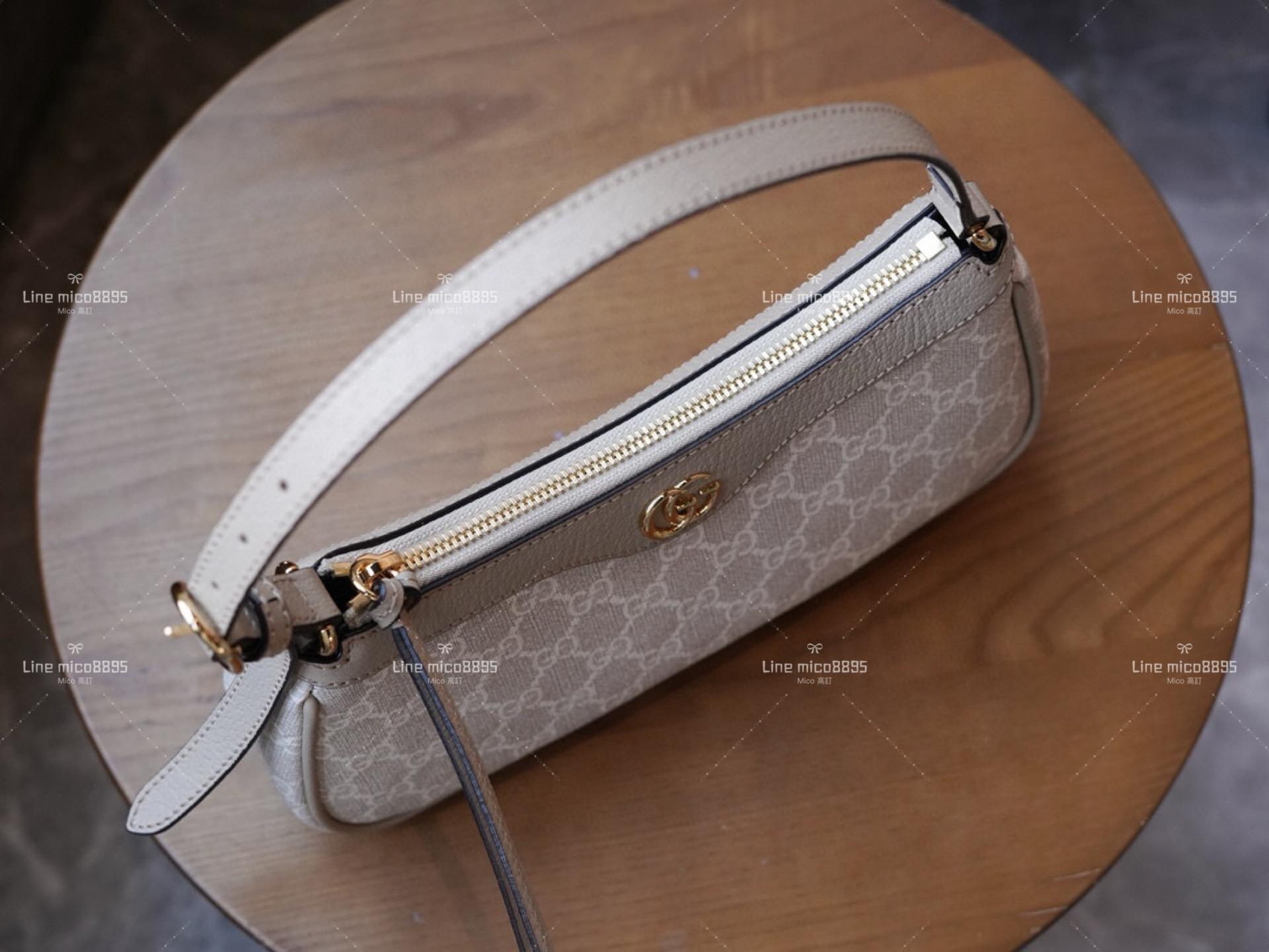 Gucci Ophidia系列 小號手袋 燕麥色GG 25cm