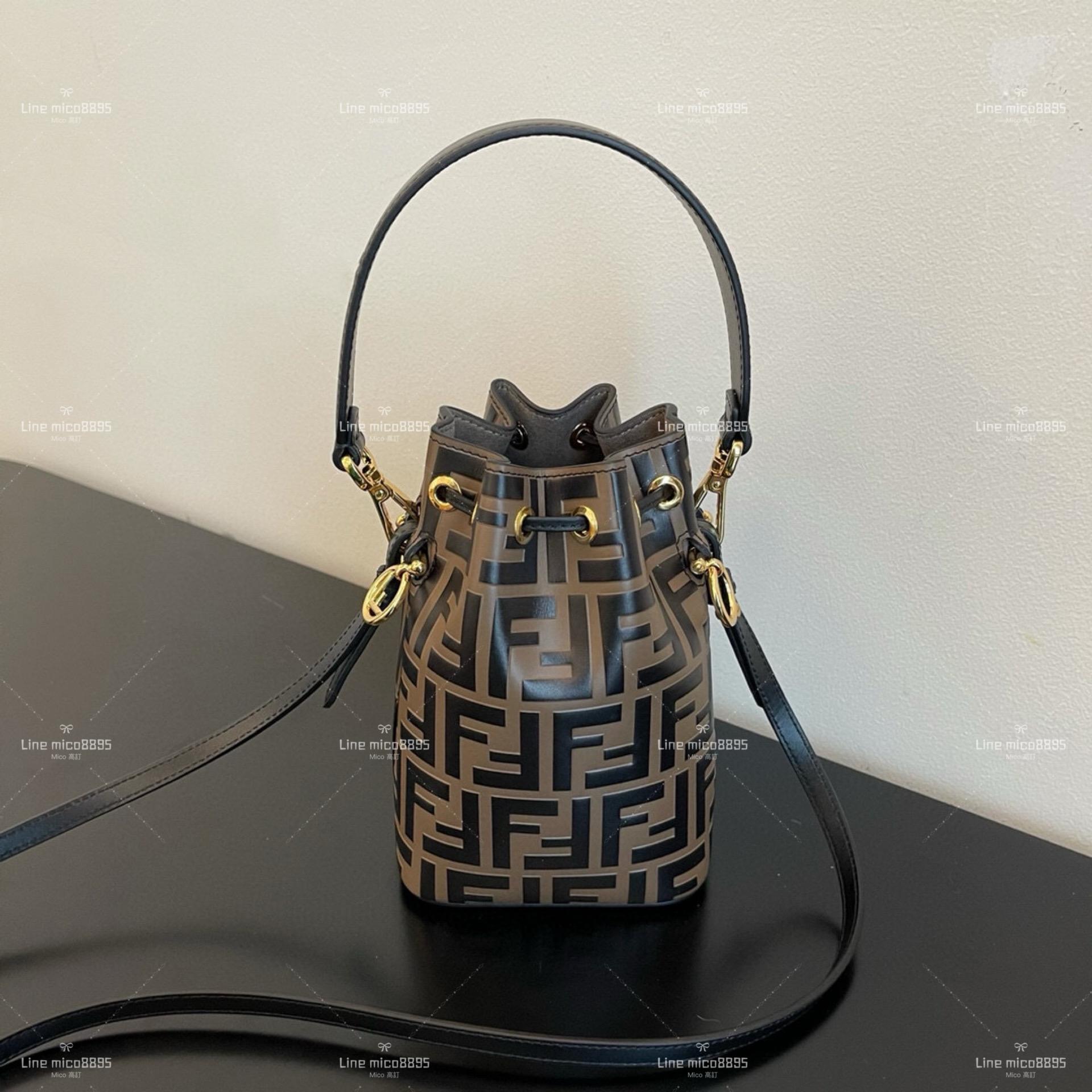 Fendi 經典款 F印字MONTRESOR 老花小水桶包 18cm
