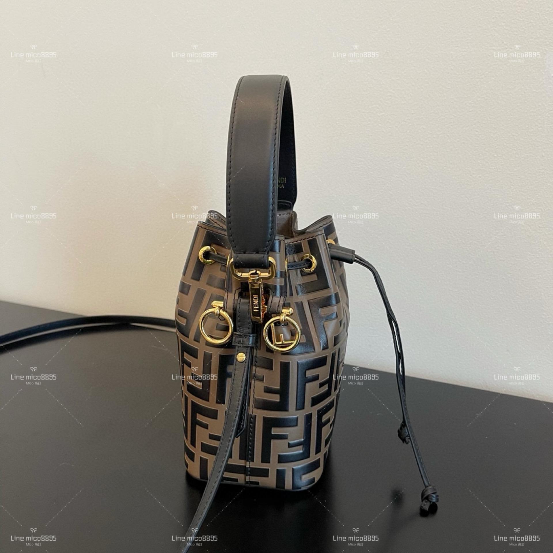 Fendi 經典款 F印字MONTRESOR 老花小水桶包 18cm