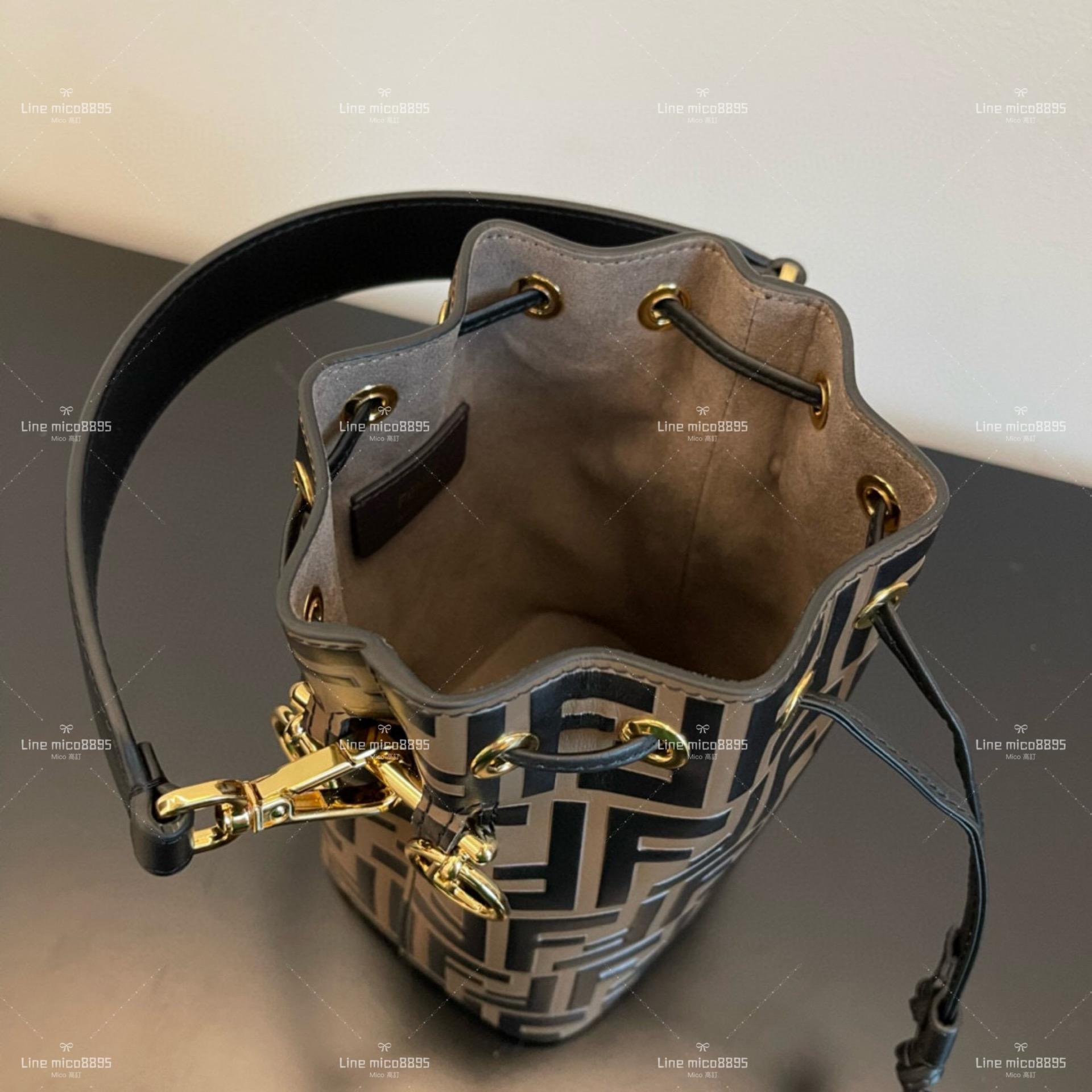 Fendi 經典款 F印字MONTRESOR 老花小水桶包 18cm