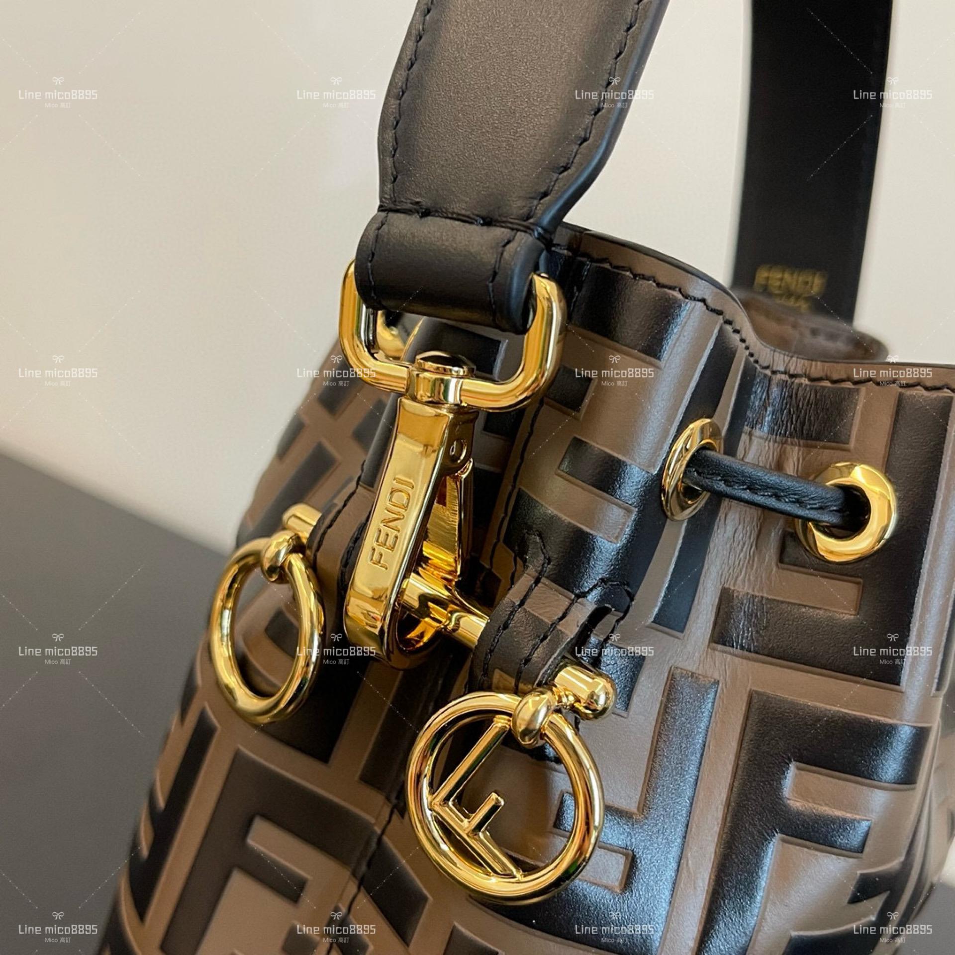 Fendi 經典款 F印字MONTRESOR 老花小水桶包 18cm