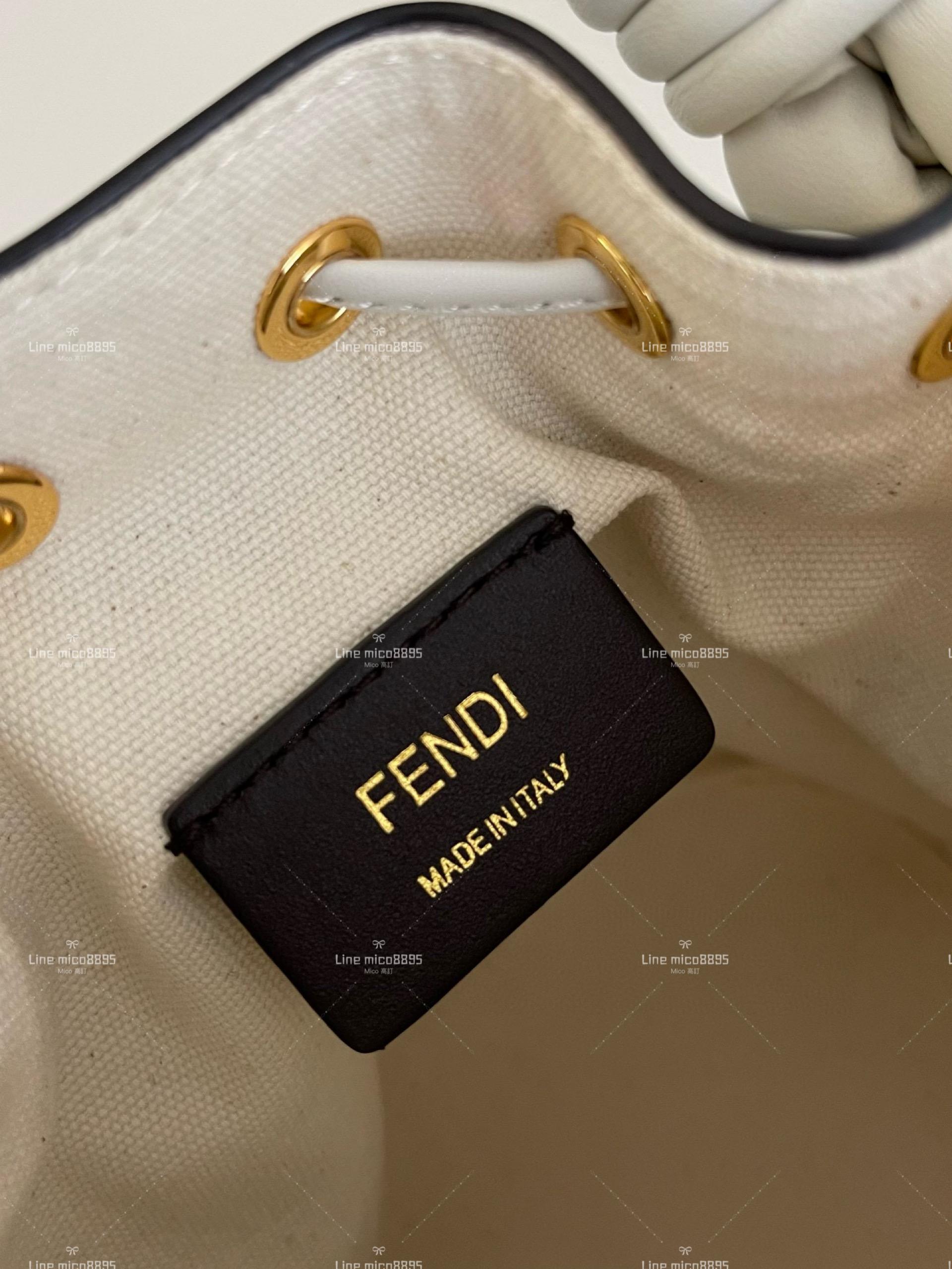 Fendi 新款編織手腕 珍珠白色雙F水桶包 18cm