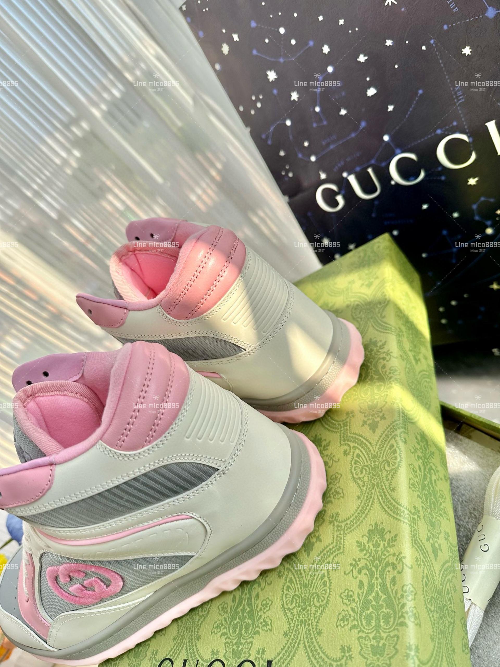 GUCCI 新款 粉色 MAC80高筒做舊運動板鞋/休閒鞋/球鞋 情侶款 男鞋/女鞋女款 碼數35-39 男款40-44