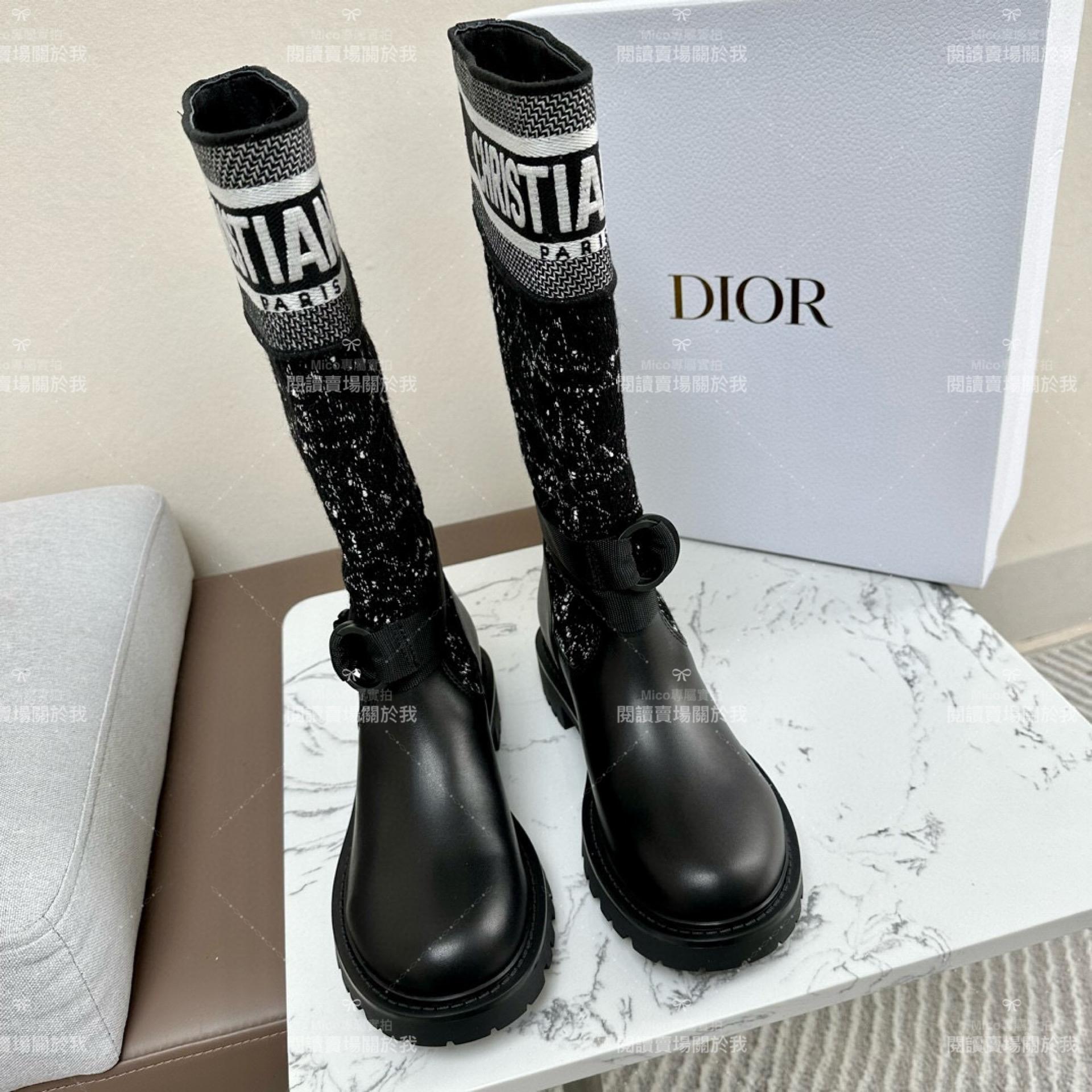 Dior 新款 藤格紋粗花呢與黑色牛皮革 D-Major 靴子 35-39