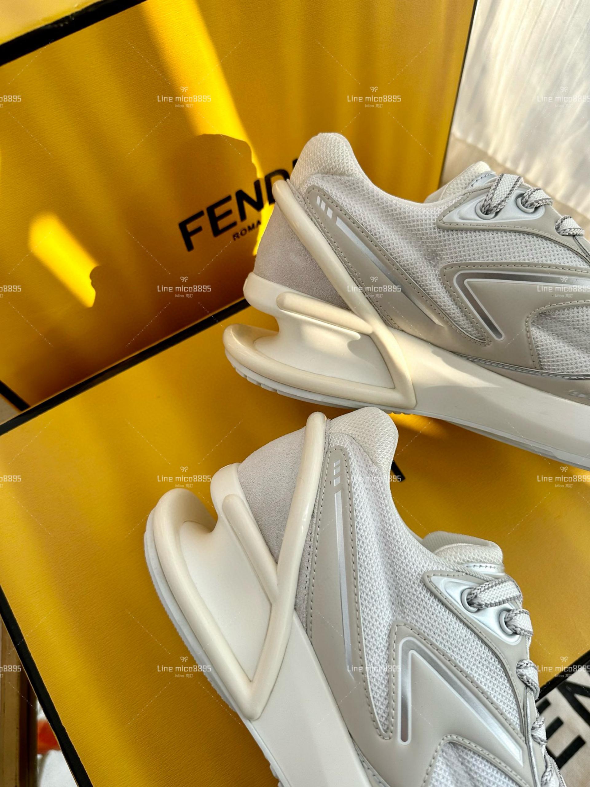 FENDI·芬迪 新款 First 1系列 白灰色 網面系帶厚底休閒運動鞋 35-39