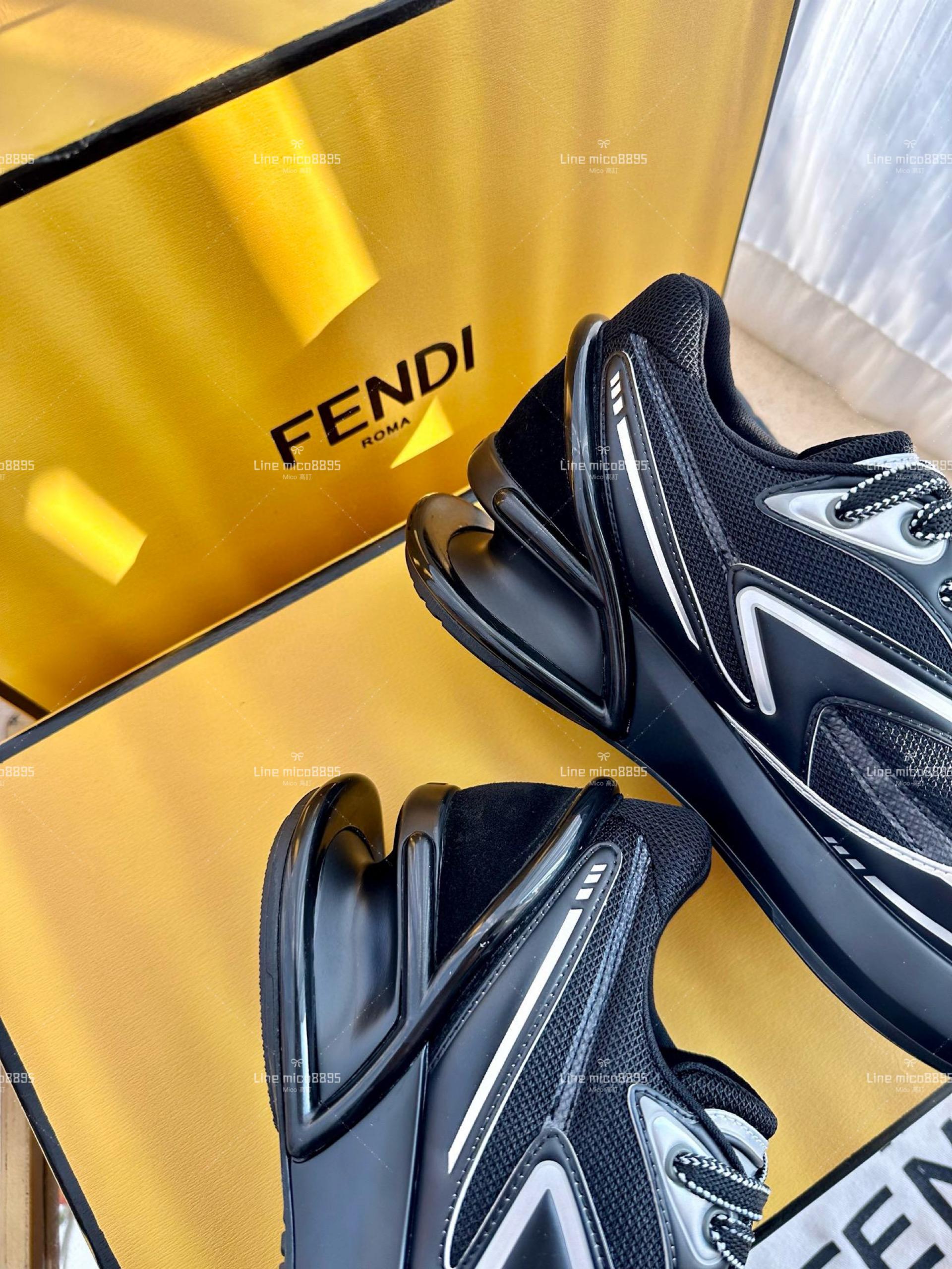 FENDI·芬迪 新款 First 1系列 黑色 網面系帶厚底休閒運動鞋 35-39