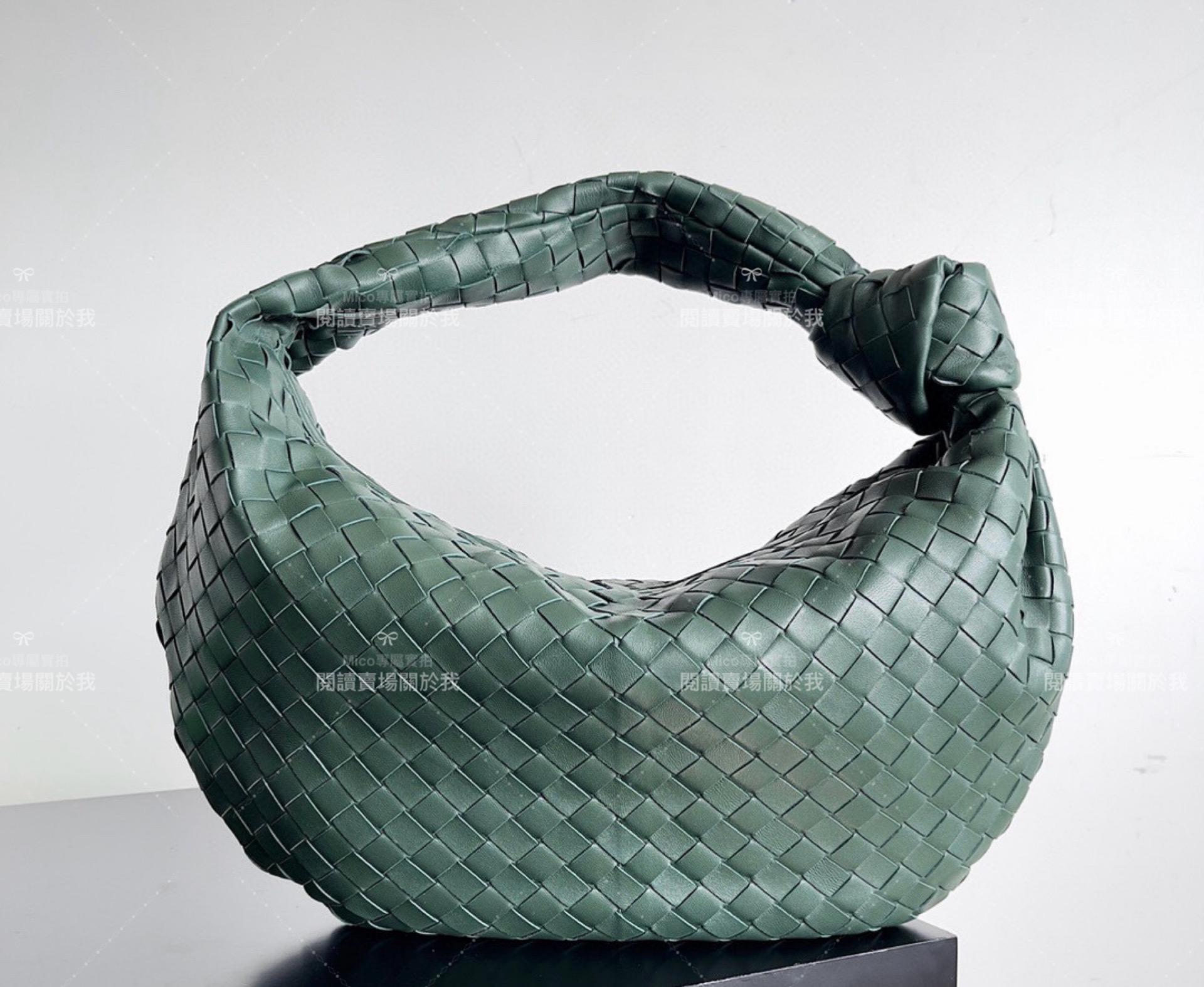 BV 大號Jodie編織包 水餃包 小羊皮/軍綠色 編織包 打結包 45cm
