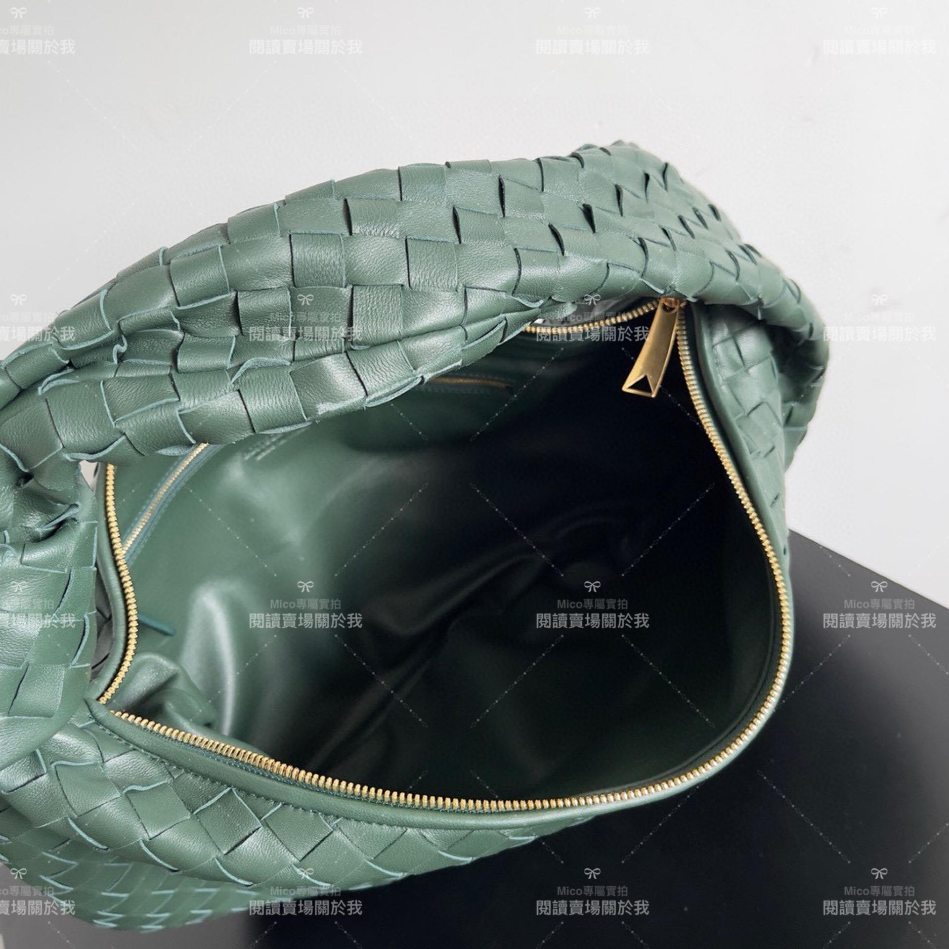 BV 大號Jodie編織包 水餃包 小羊皮/軍綠色 編織包 打結包 45cm