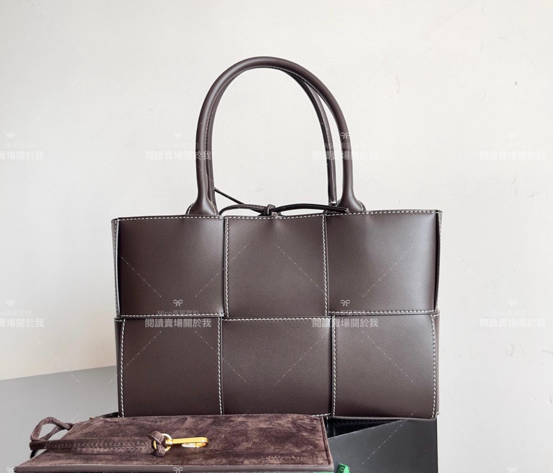 Bottega Veneta 外縫款/巧克力色 Candy Arco Tote 托特手袋 BV 簡約/通勤 低調款 30cm