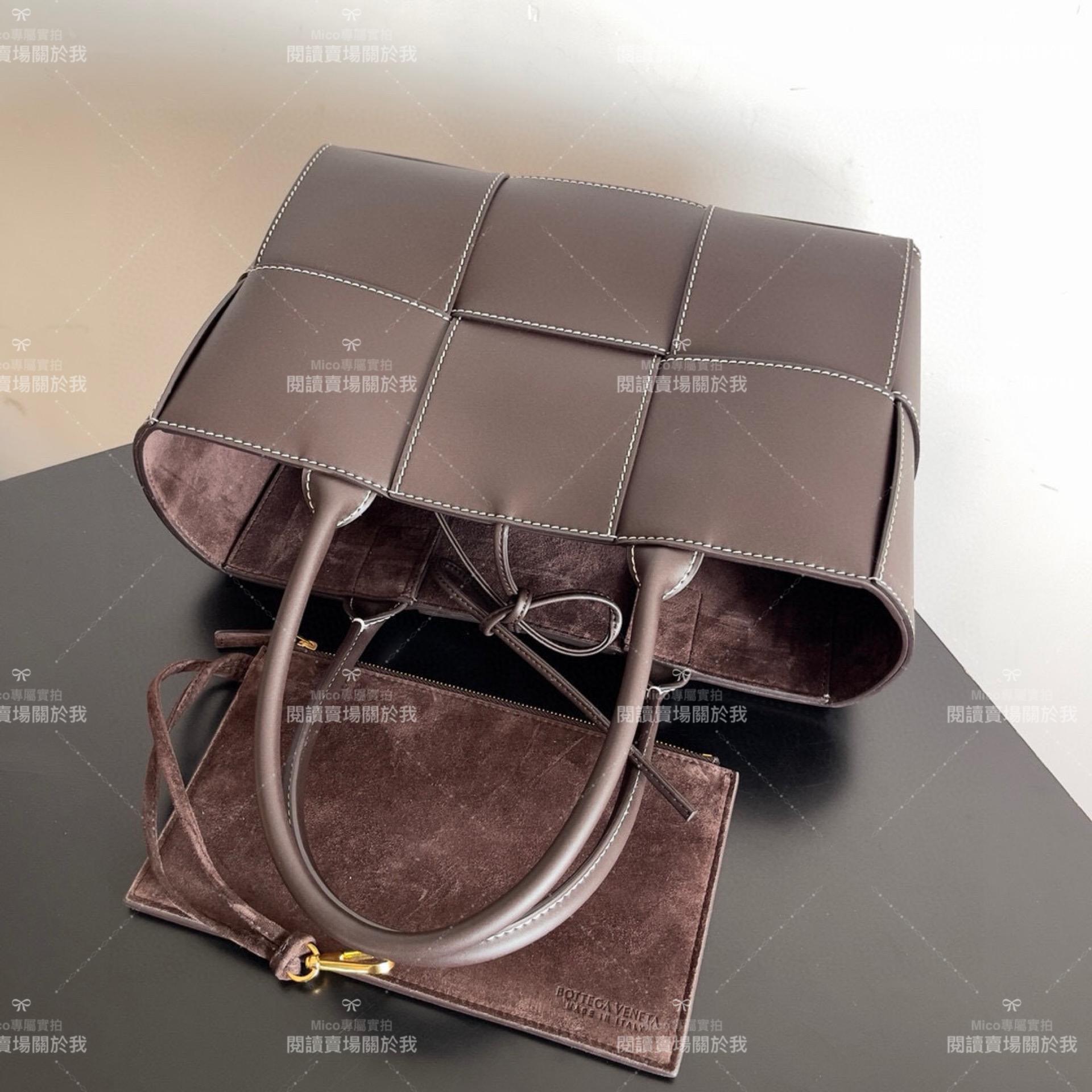 Bottega Veneta 外縫款/巧克力色 Candy Arco Tote 托特手袋 BV 簡約/通勤 低調款 30cm