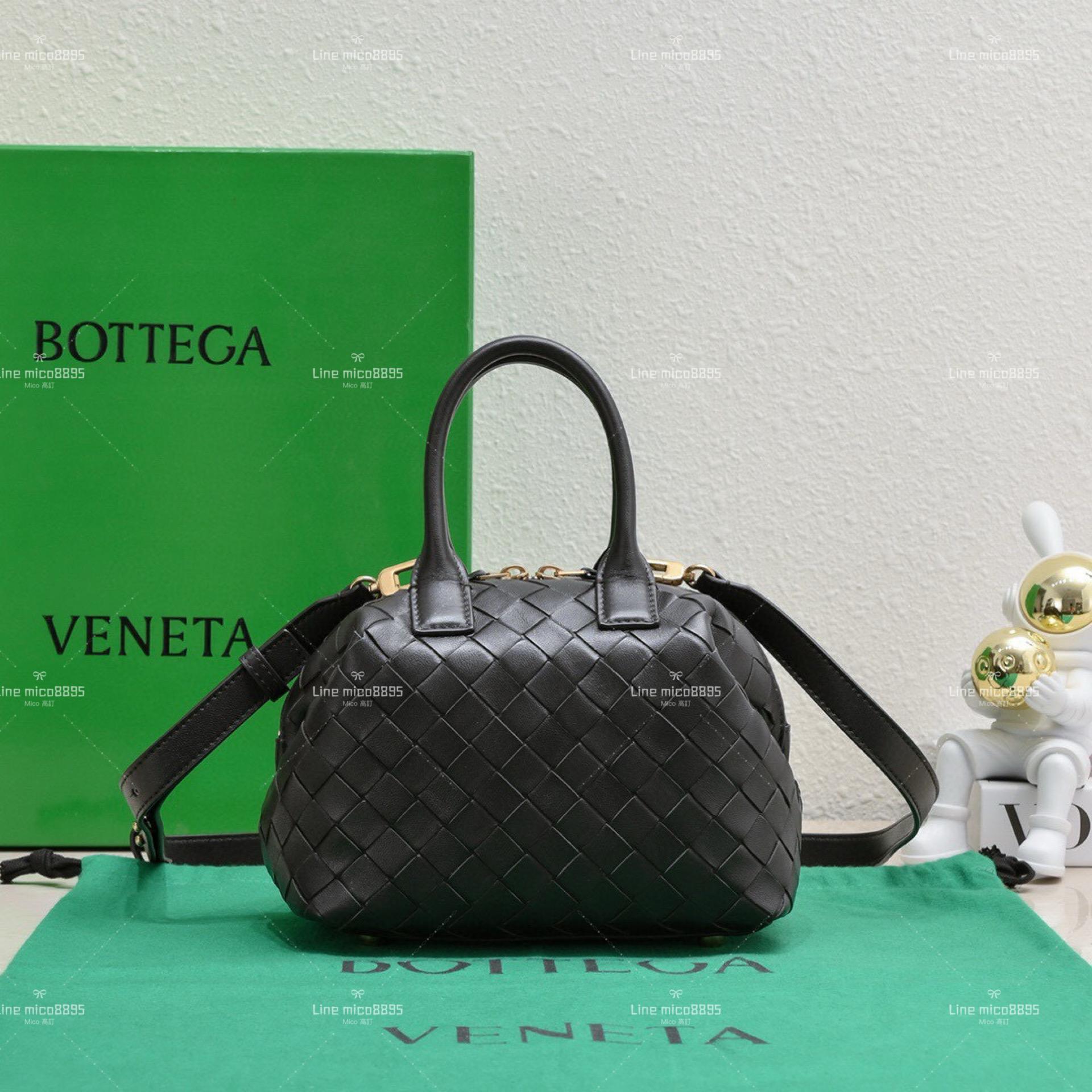 Bottega Veneta 小號 巧克力色 Intrecciato bauletto 保齡球編織包/保齡球包 20cm