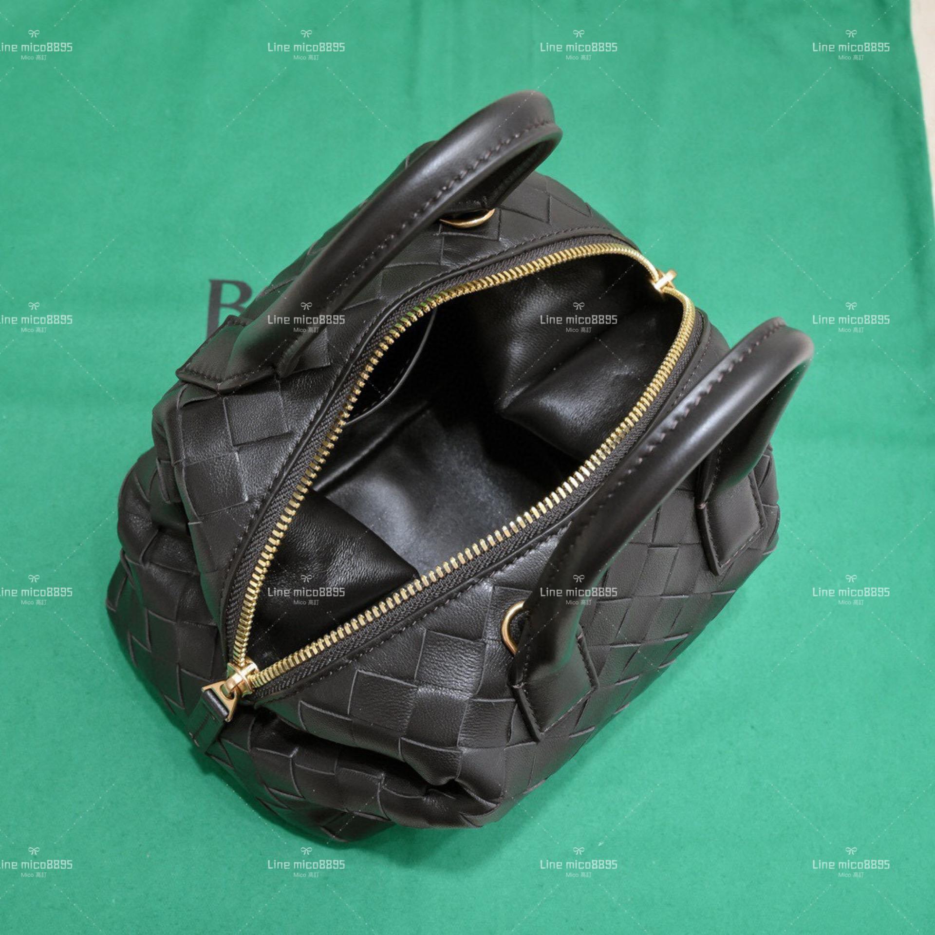 Bottega Veneta 小號 巧克力色 Intrecciato bauletto 保齡球編織包/保齡球包 20cm