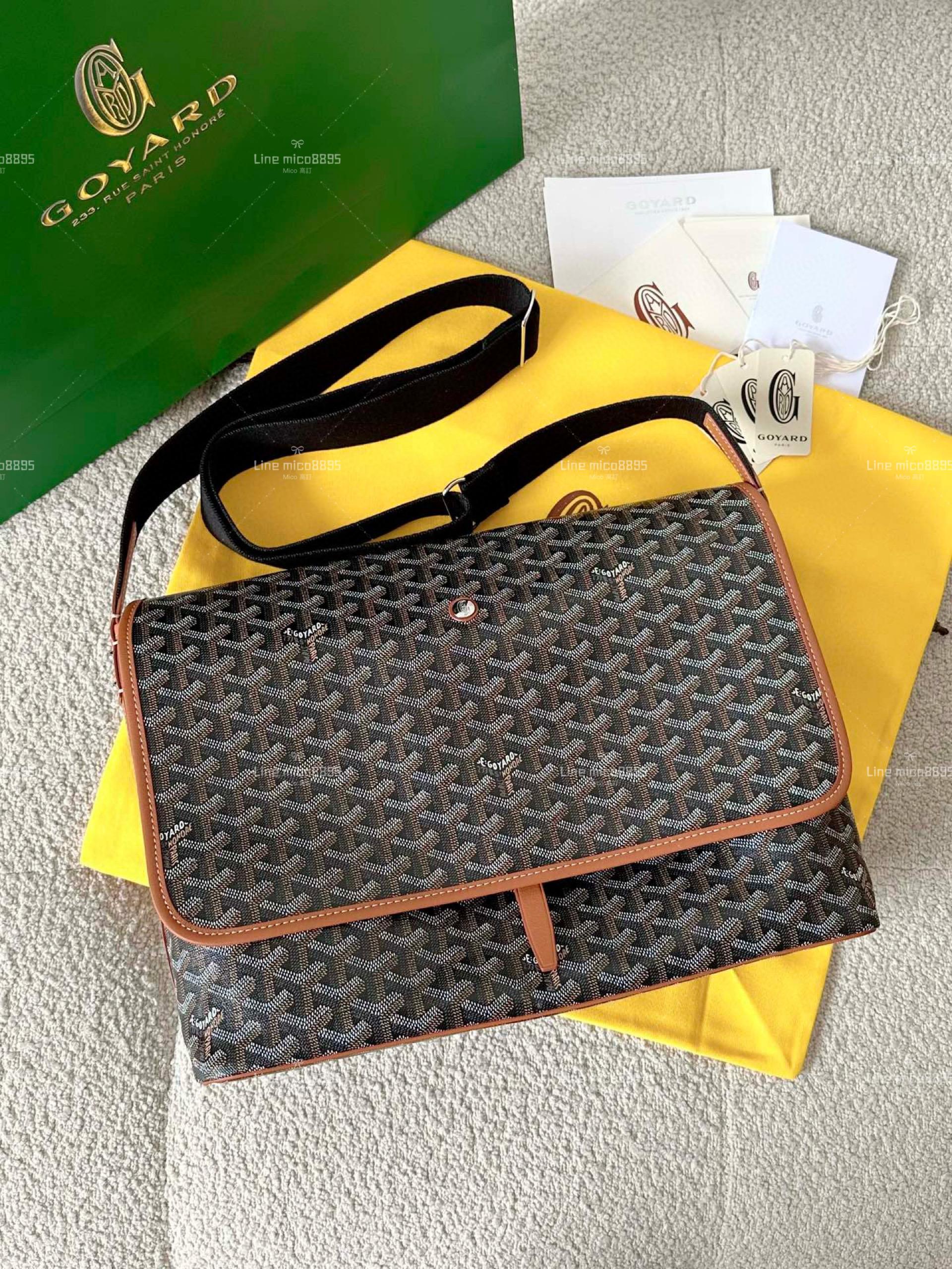 Goyard 黑棕色 男士大郵差包/斜跨包 高個女孩也可 肩帶可調 39cm