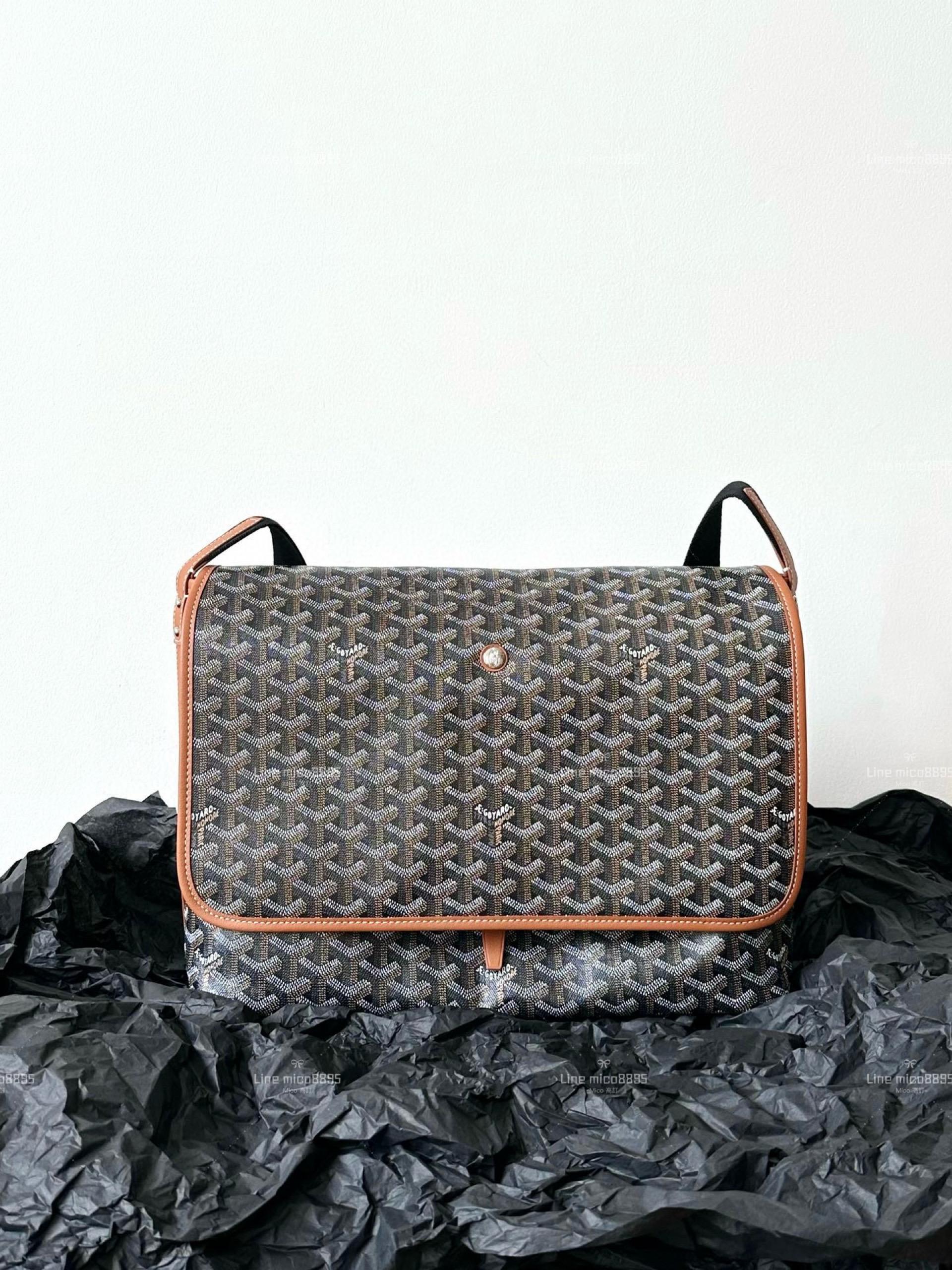 Goyard 黑棕色 男士大郵差包/斜跨包 高個女孩也可 肩帶可調 39cm