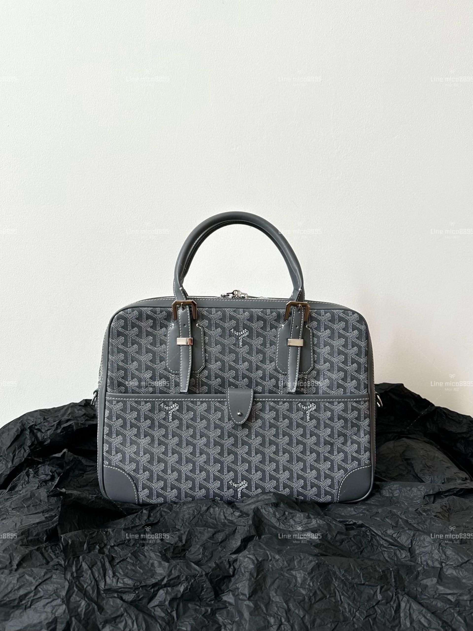 Goyard 多夾層款 灰色 手提公文包/公事包 肩帶可調 39cm