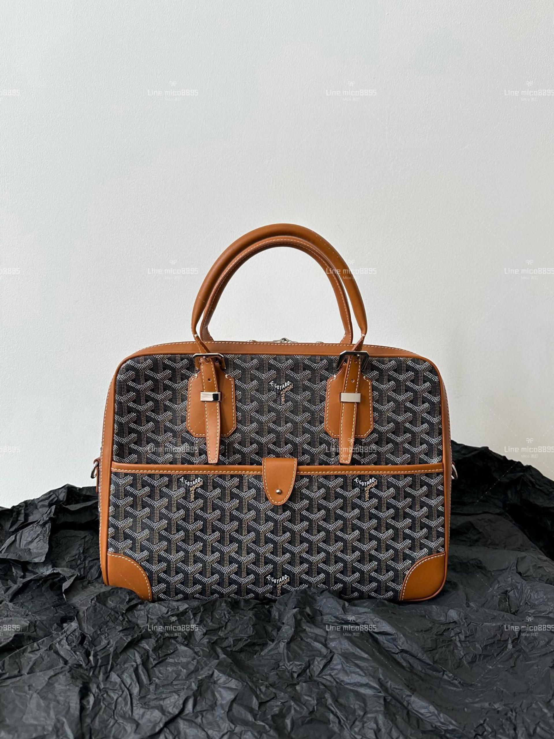 Goyard 多夾層款 黑棕色 手提公文包/公事包 肩帶可調 39cm