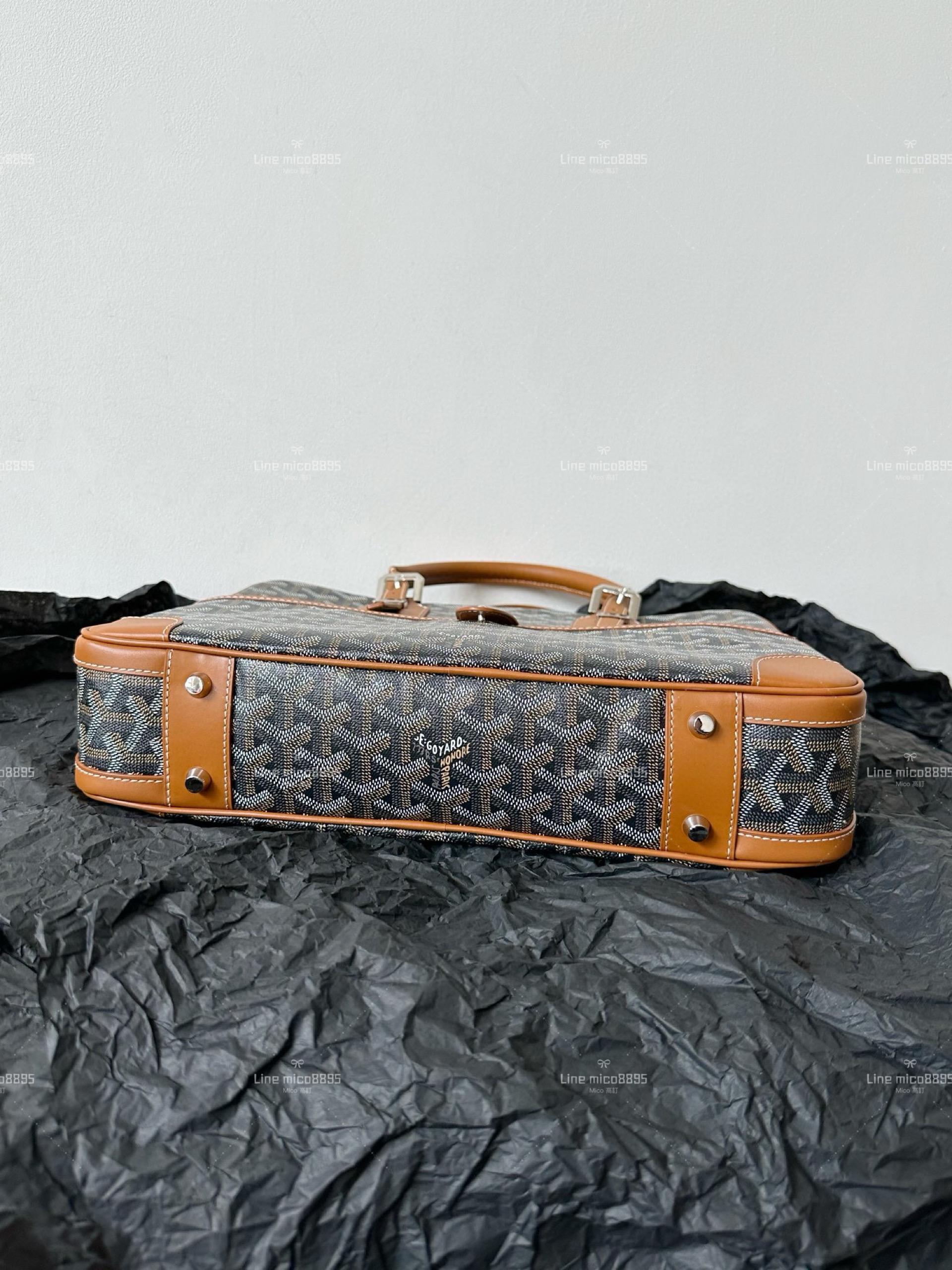 Goyard 多夾層款 黑棕色 手提公文包/公事包 肩帶可調 39cm